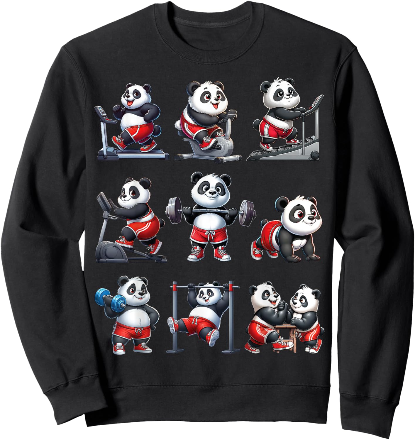 Panda Fitness Collection Gym Workout Weightlifting Sport Sweatshirt - Sweatshirt | Black