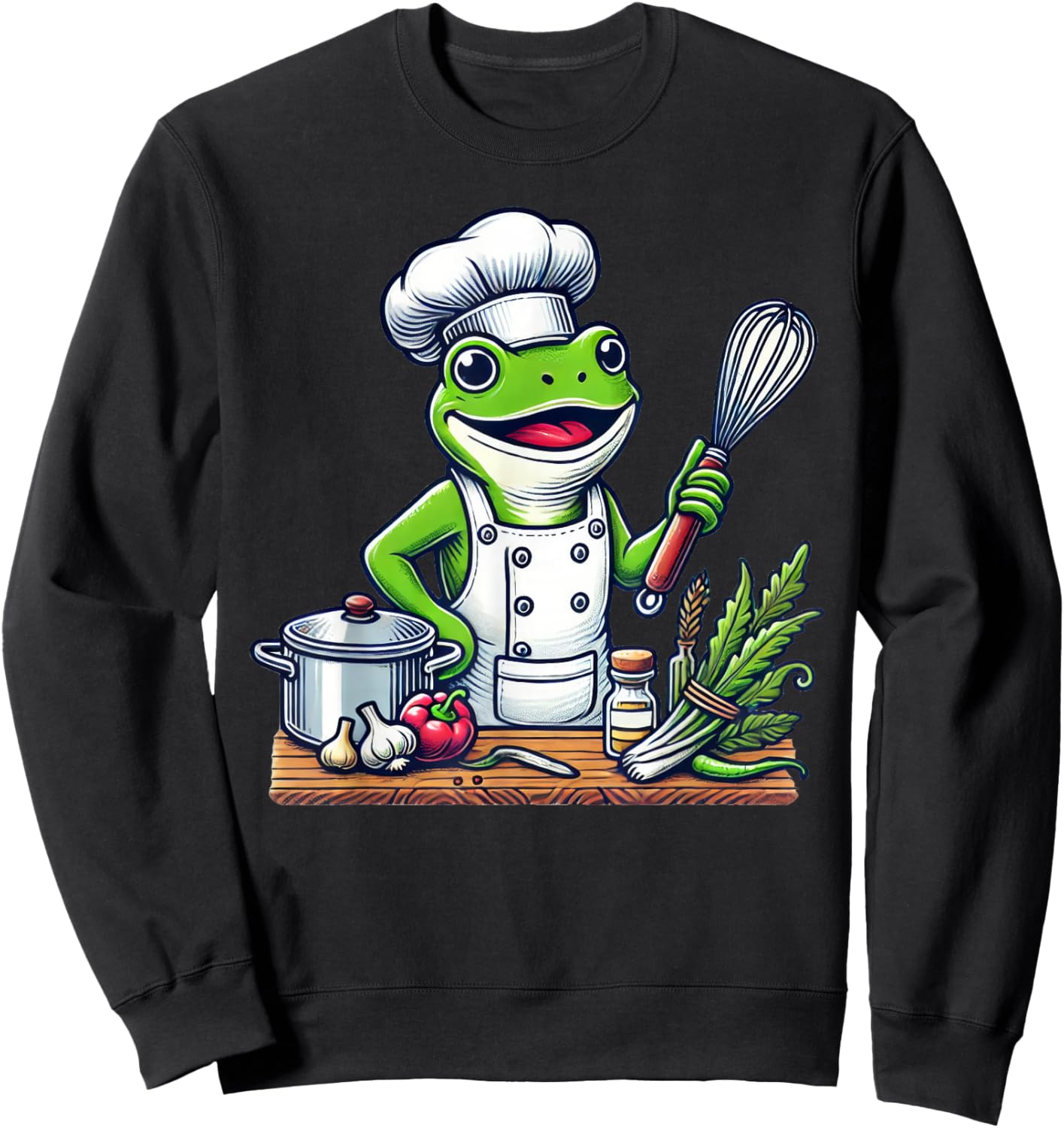 Funny Frog Chef Cook Cooking Sweatshirt - Sweatshirt | Black