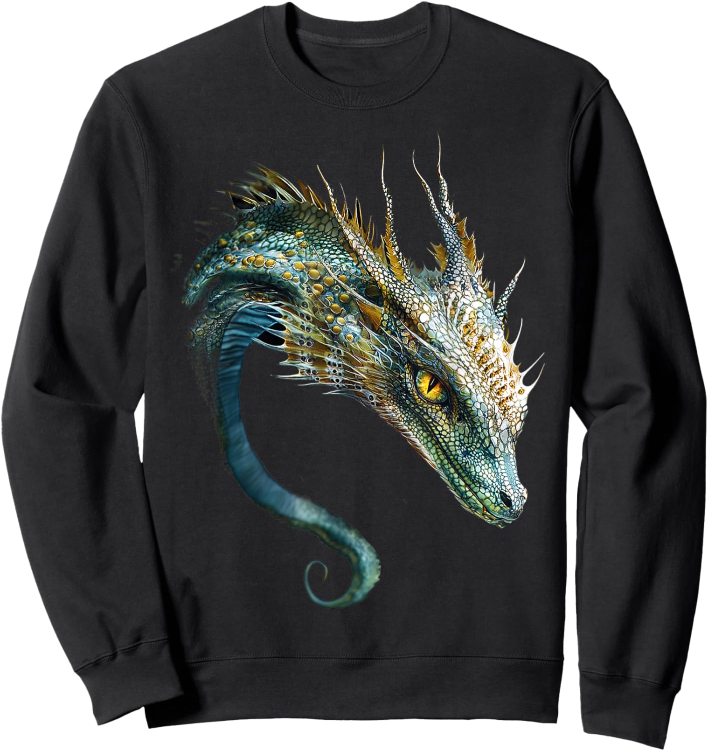 Sea Dragon Motif Mythical Art Sea Dragon Sweatshirt - Sweatshirt | Black