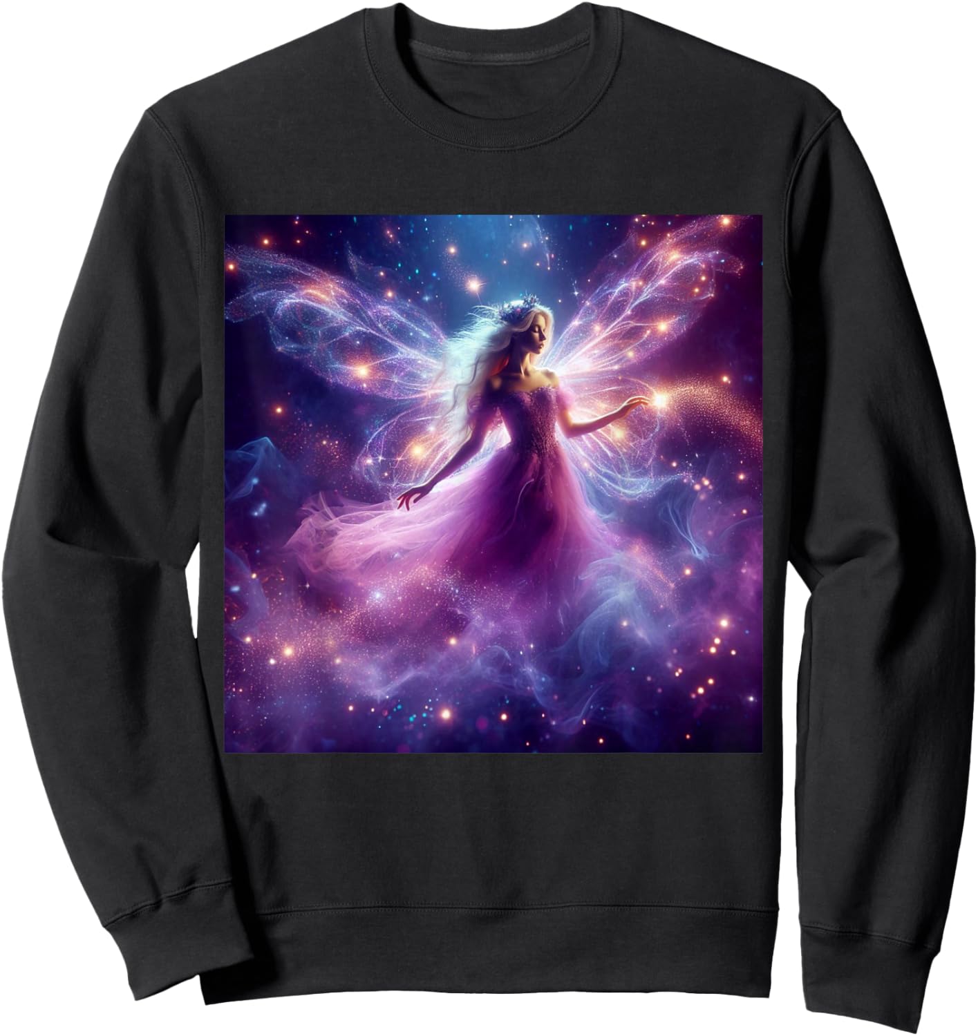 Beautiful Enchanted Fairy Sparkling with Magical Purple Mist Sweatshirt - Sweatshirt | Black