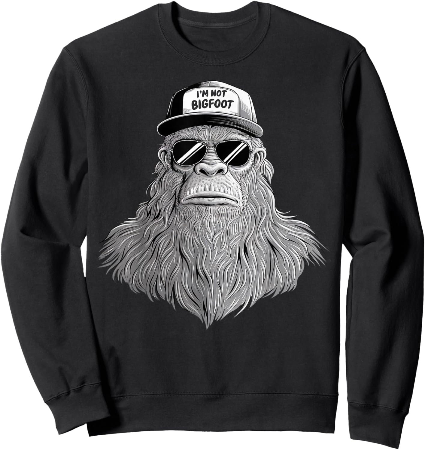 Bigfoot Sasquatch Funny Bigfoot Gifts Women Boy Kid Sweatshirt - Sweatshirt | Black