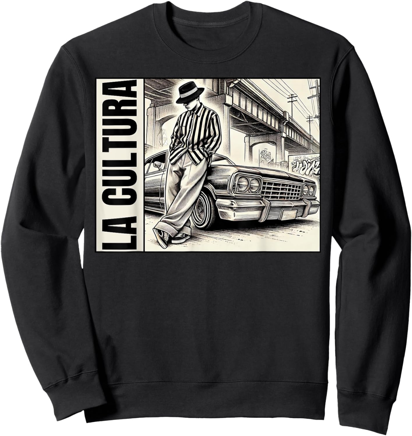Chicano Mexican Culture Lowriders Classic La Cultura Cholo Sweatshirt - Sweatshirt | Black