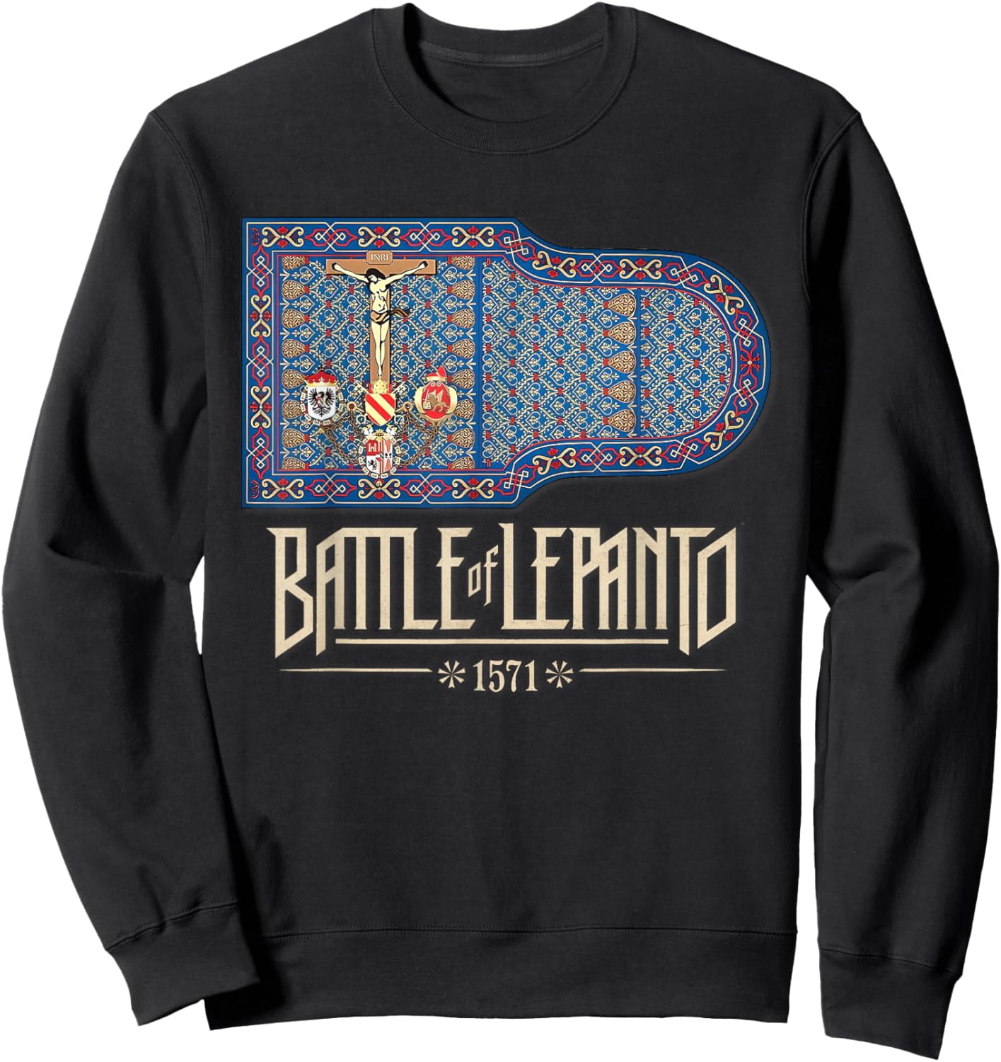 Catholic Lepanto Battle Flag 1571 Crusader Sweatshirt - Sweatshirt | Black