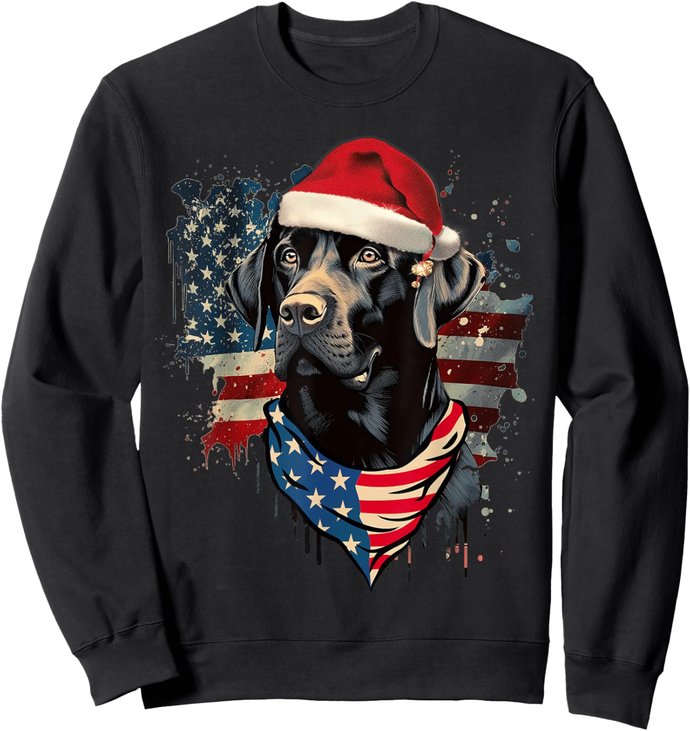 Retro Black Labrador Vintage Santa Christmas Tree Dog Xmas Men Women Kids Sweatshirt - Sweatshirt | Black