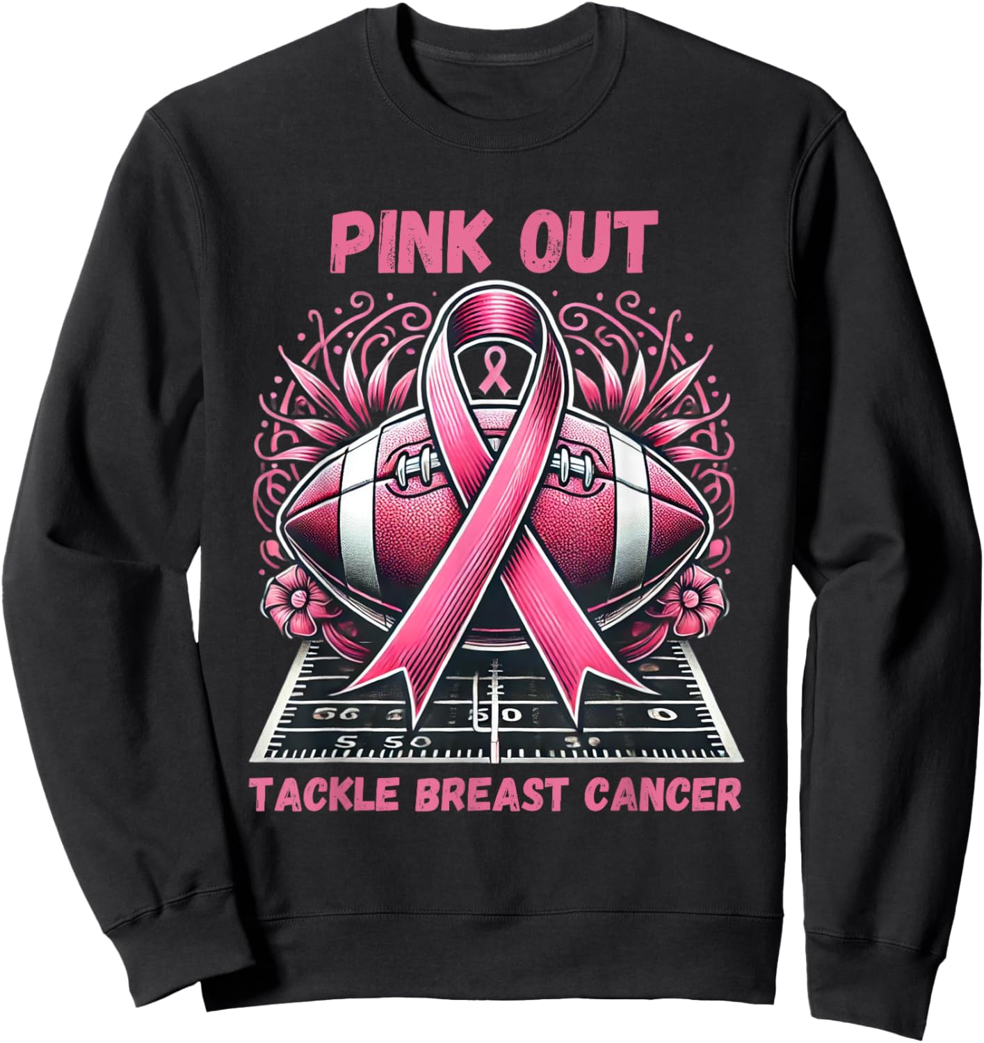 Pink Out Tackle Breast Cancer Awareness American Football Sweatshirt - Sweatshirt | Black