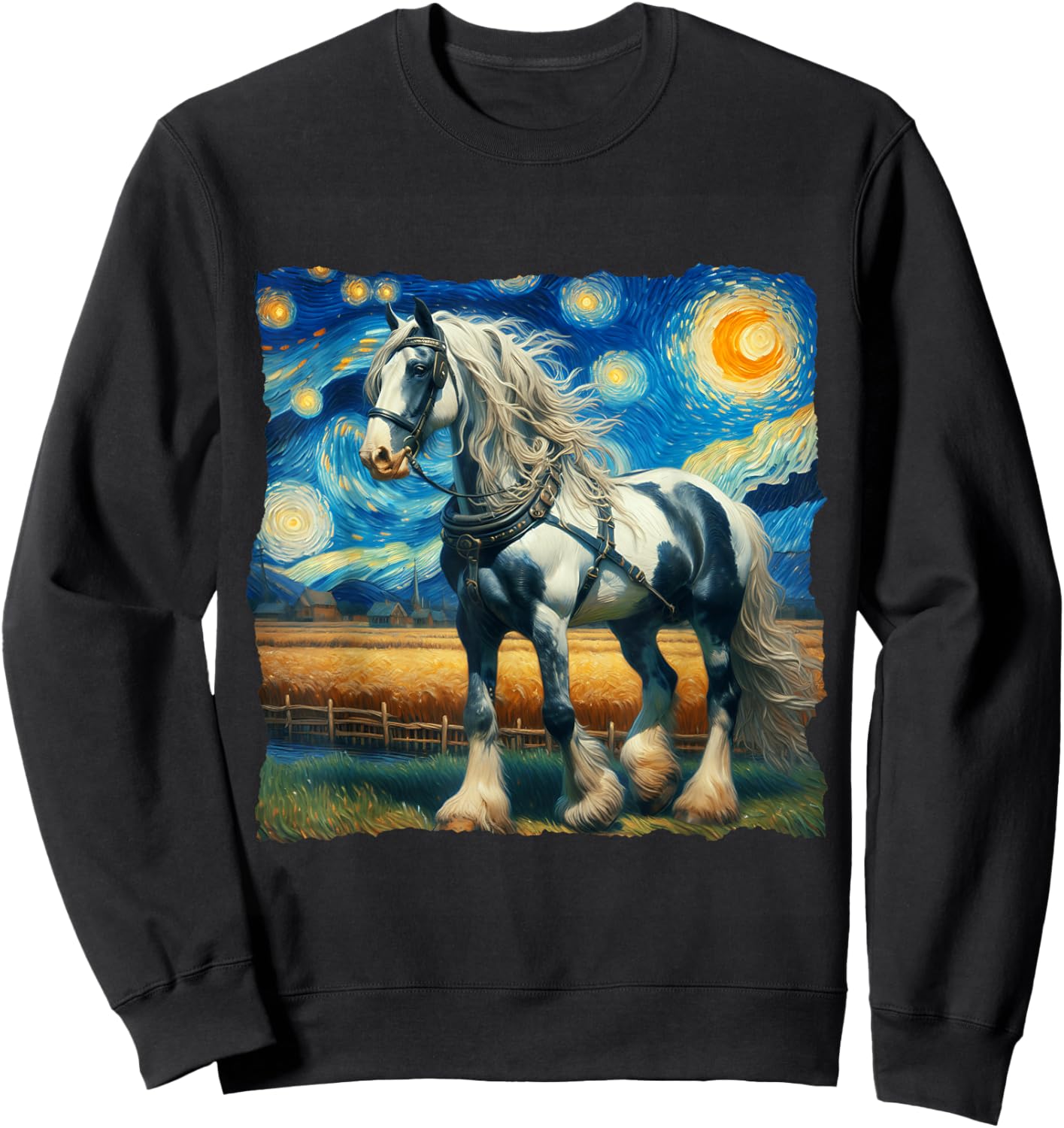 Belgian Draft Starry Night Belgian Draft Horse Sweatshirt - Sweatshirt | Black