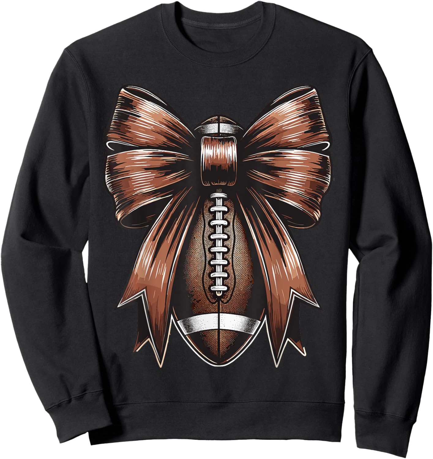 Football Coquette Bow American Football Thanksgiving Autumn Sweatshirt - Sweatshirt | Black