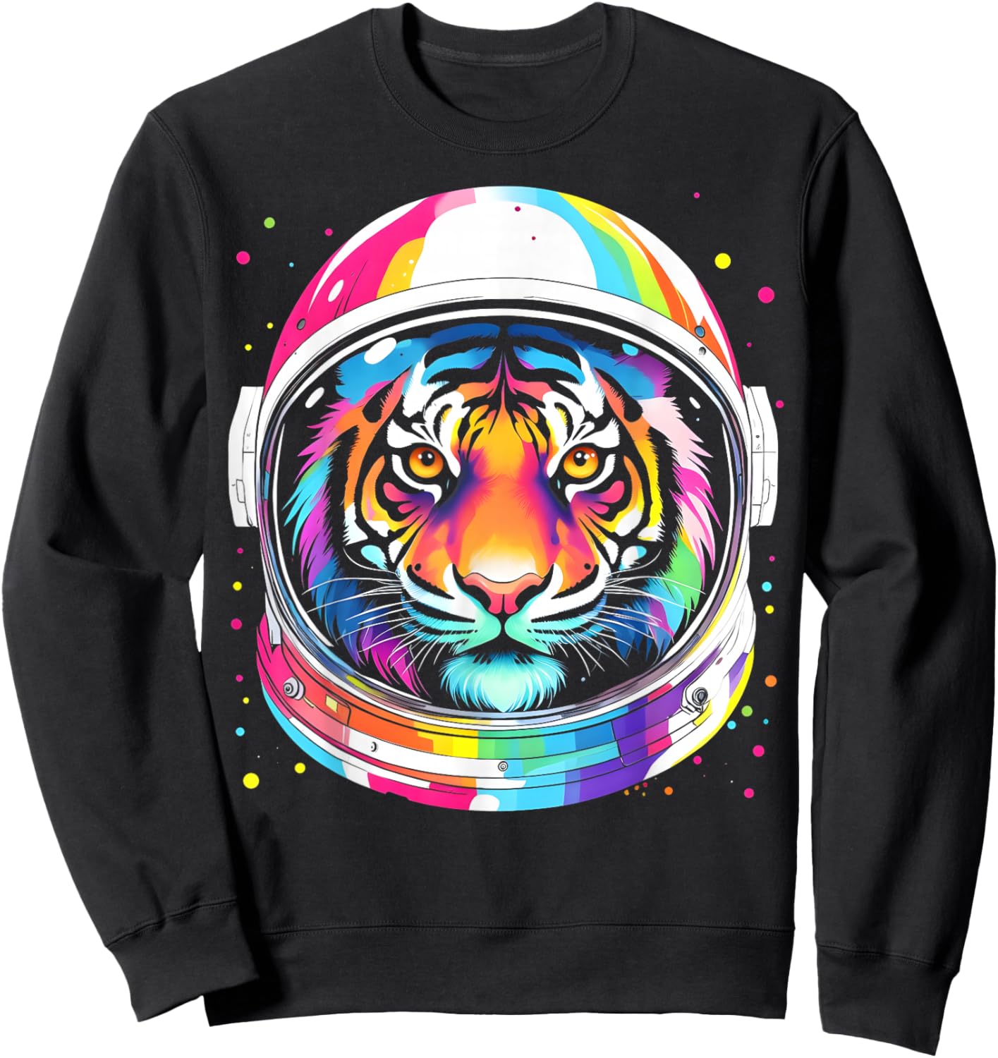 Astronaut Tiger Adventure Vibrant Colorful Space Funny Sweatshirt - Sweatshirt | Black