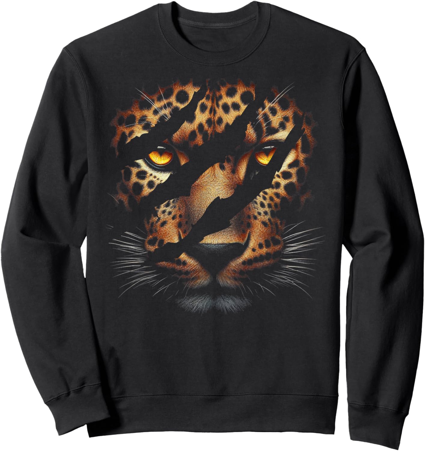 Leopard Cheetah Tiger Leopard Face Lion Cat Sweatshirt - Sweatshirt | Black