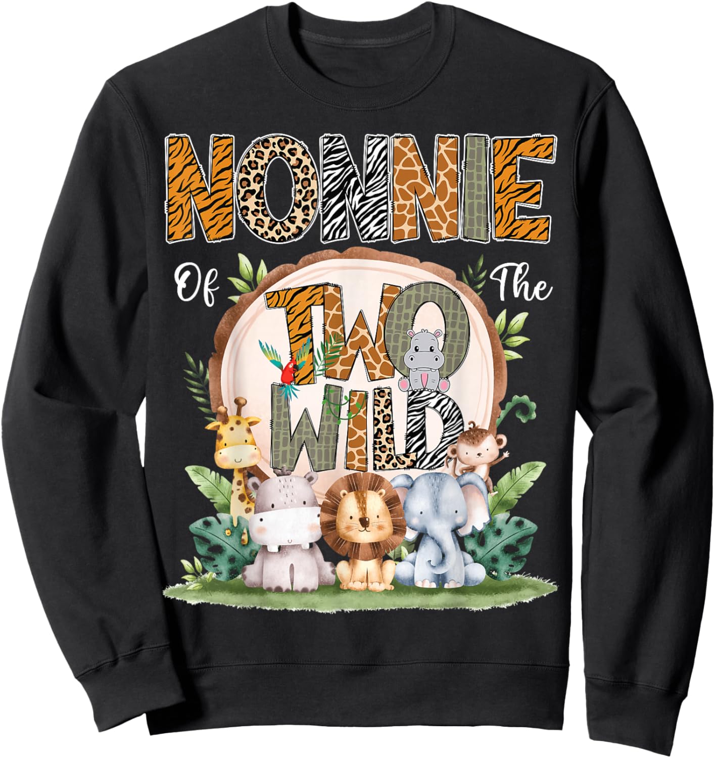 Nonnie Of The Two Wild Animal Safari 2Nd Birthday Party Sweatshirt - Sweatshirt | Black