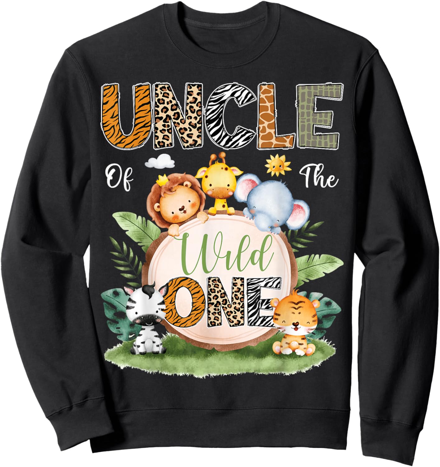 Uncle Of The Wild One 1St Birthday Kids Safari Jungle Sweatshirt - Sweatshirt | Black