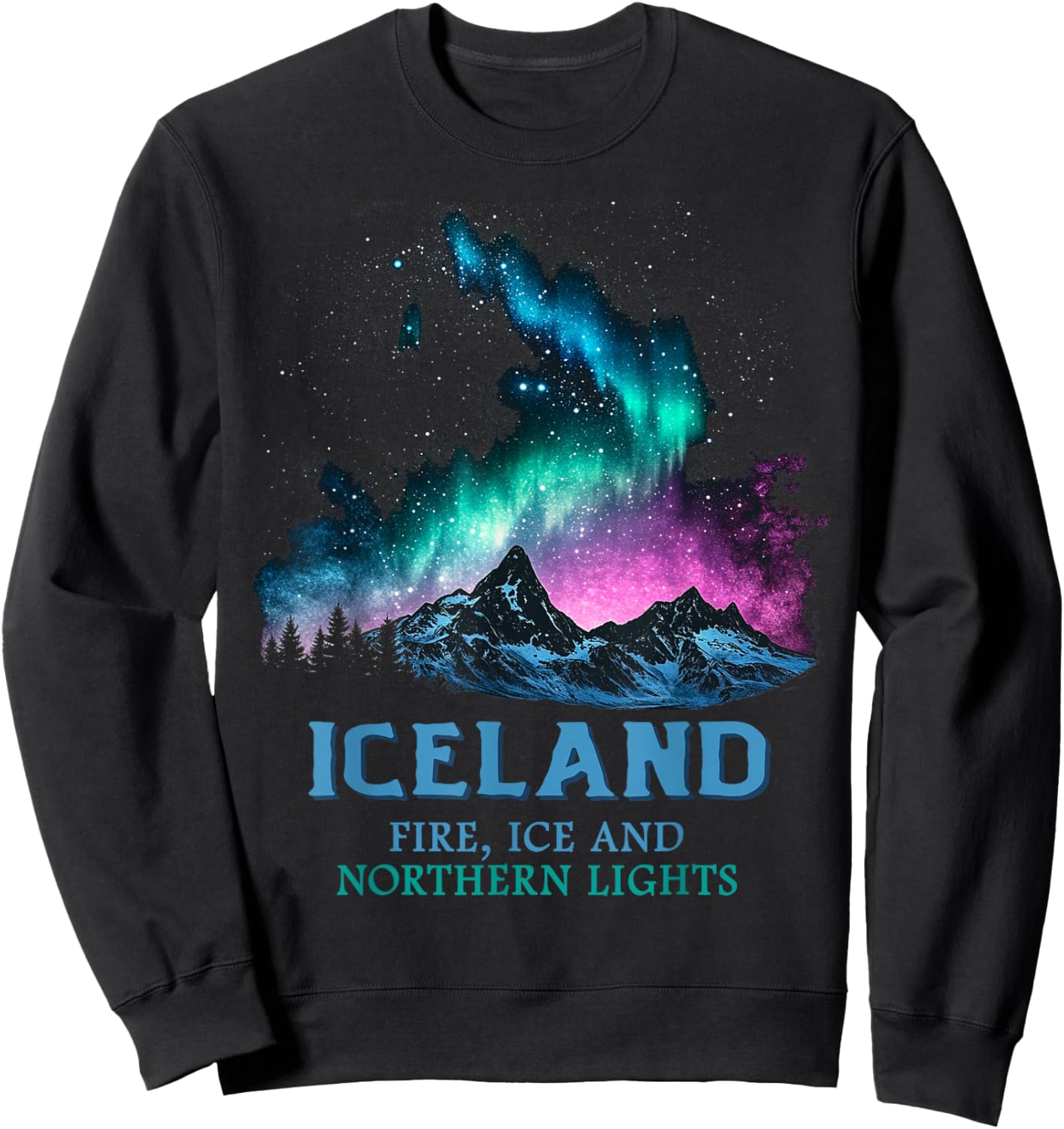 Iceland - Fire Ice Northern Lights Aurora Borealis Sweatshirt - Sweatshirt | Black