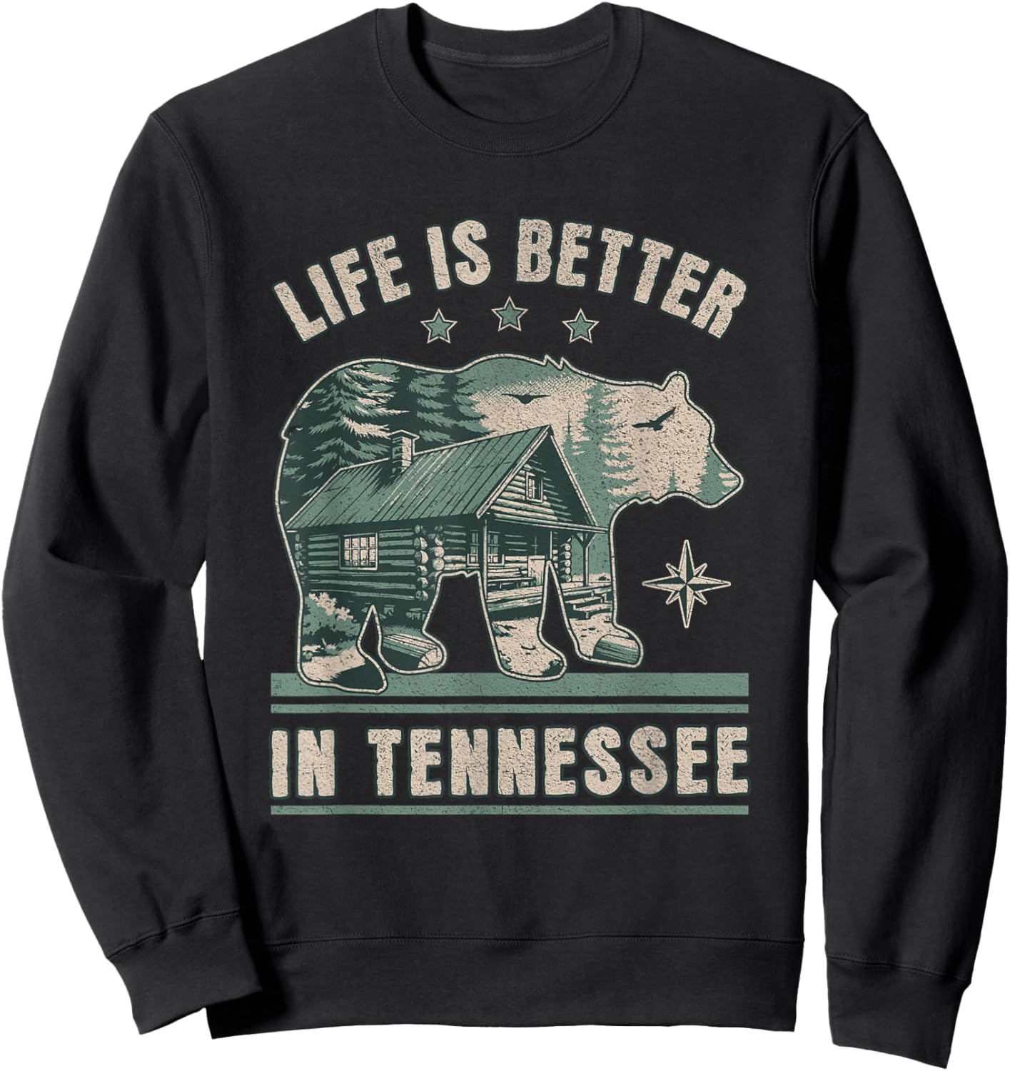 Life Is Better In Tennessee, Smoky Mountains Outdoors Hiking Sweatshirt - Sweatshirt | Black