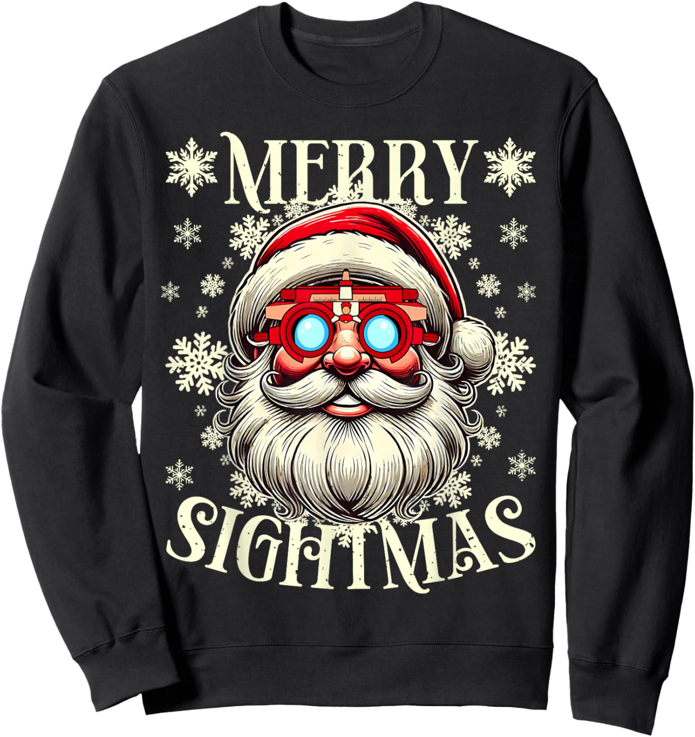 Merry Sightmas Santa Optometry Christmas Shirt Eye Doctor Sweatshirt - Sweatshirt | Black