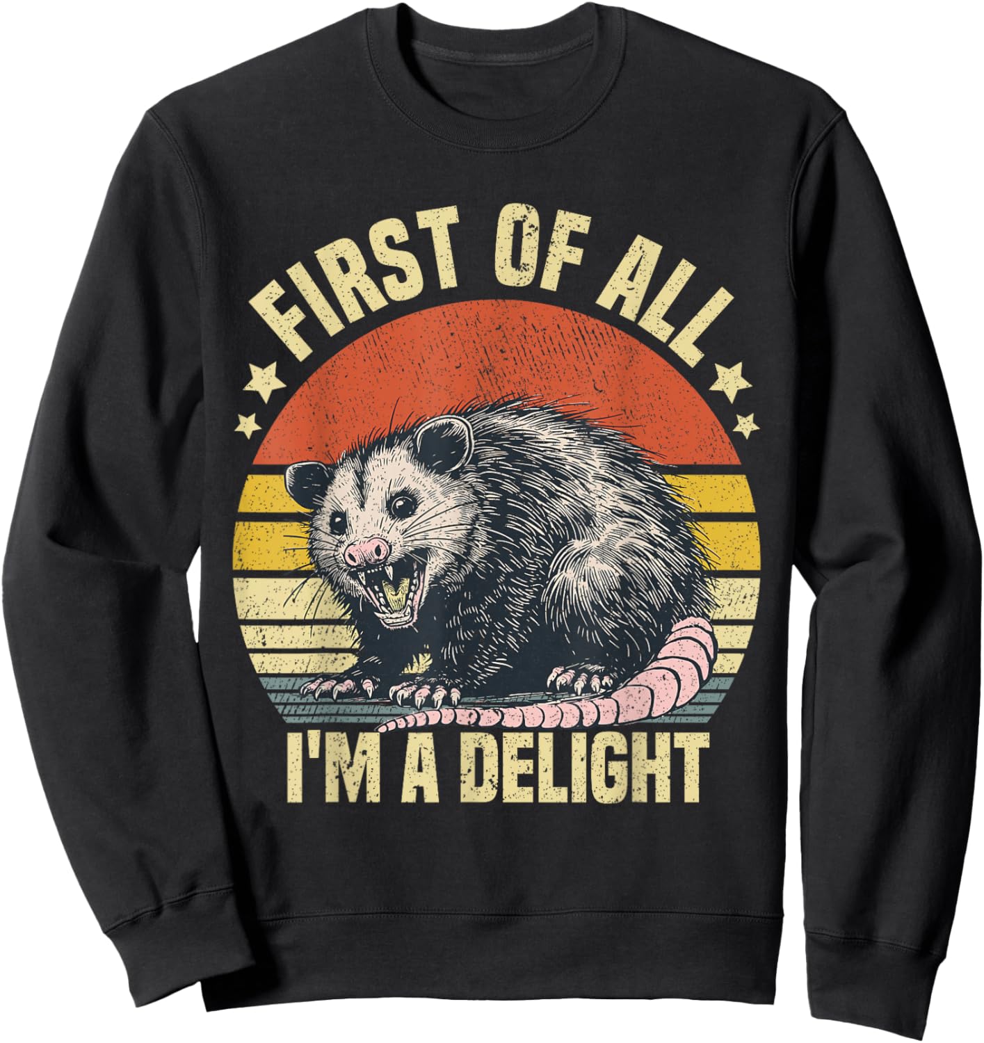 First of All I'm A Delight Possum Sweatshirt - Sweatshirt | Black