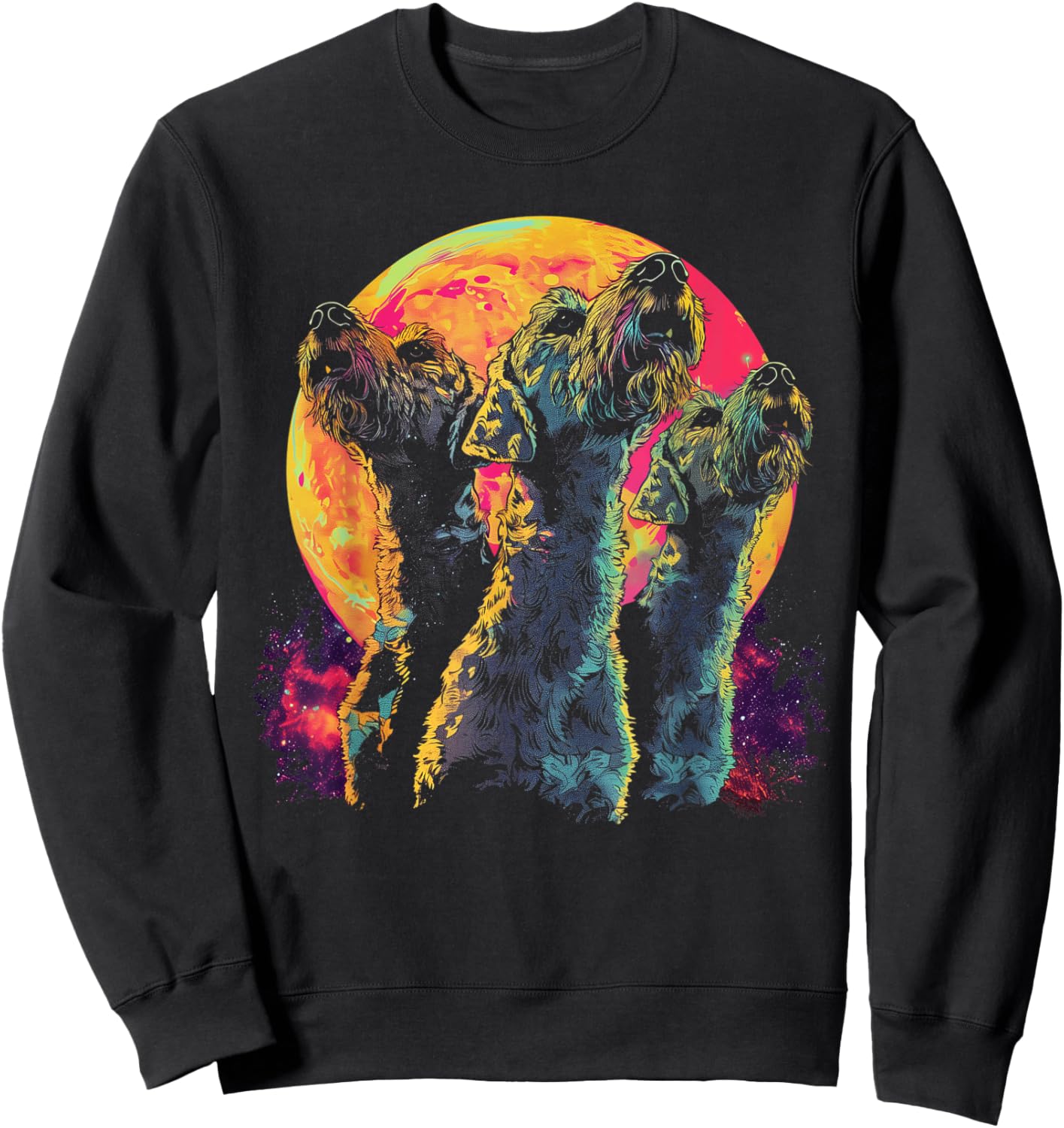 Airedale Terrier Dog Howling Moon Sweatshirt - Sweatshirt | Black