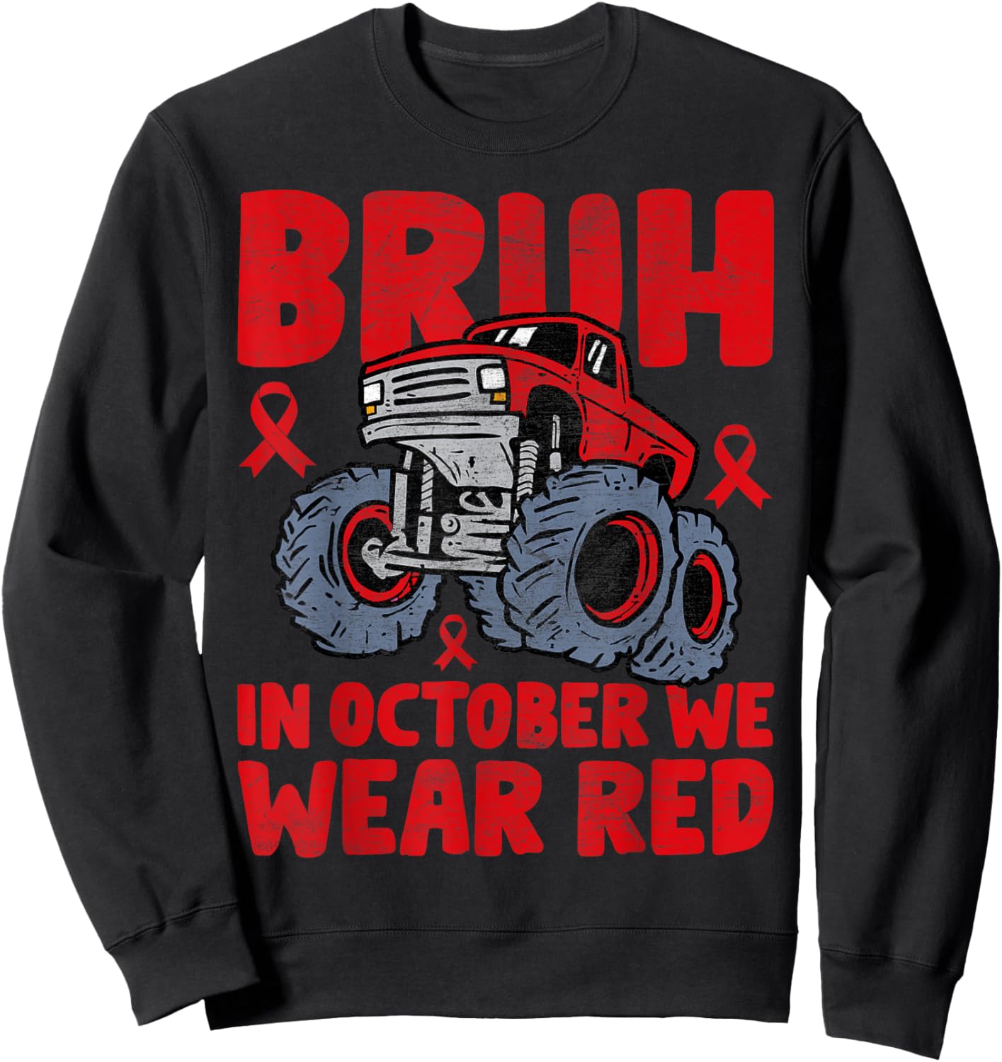 Red Ribbon Week Shirt for Kids Boys Bruh In October Wear Red Sweatshirt - Sweatshirt | Black
