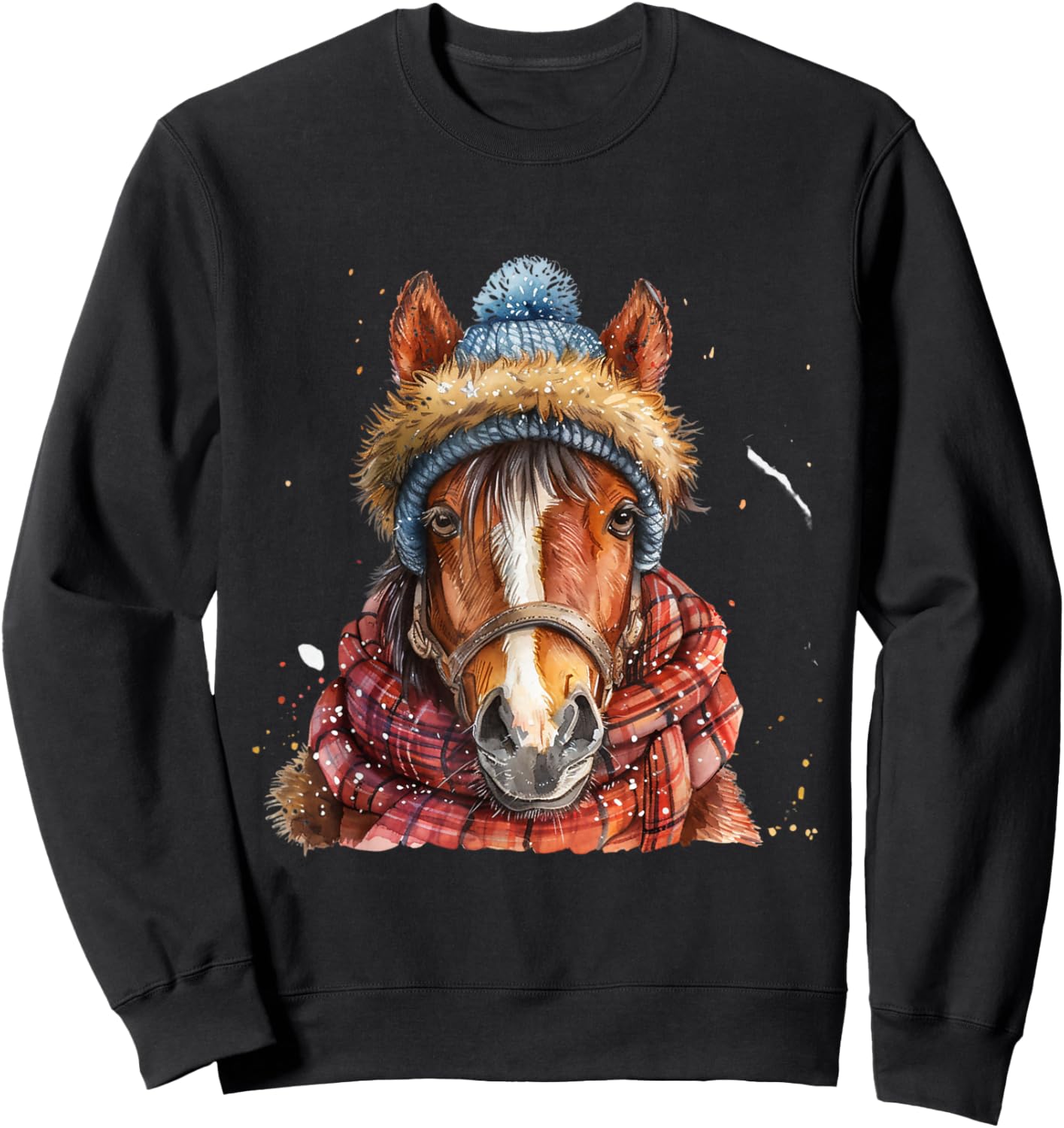Merry Christmas Gifts For The Whole Family Adult Equestrian Horse Portrait Christmas Horseback Riding Sweatshirt - Sweatshirt | Black