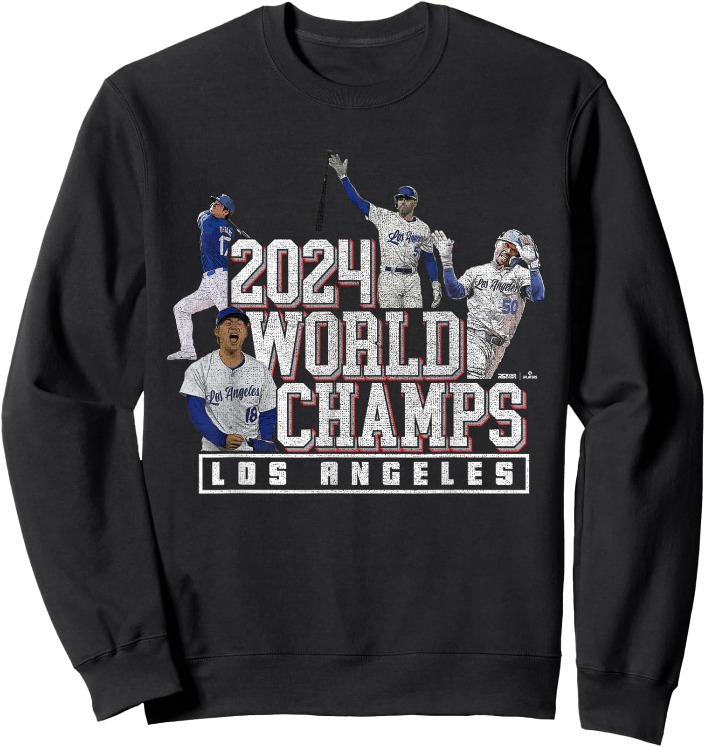 Ryno Sports 2024 World Champs LA Team 4 Players Los Angeles Baseball Sweatshirt - Sweatshirt | Black