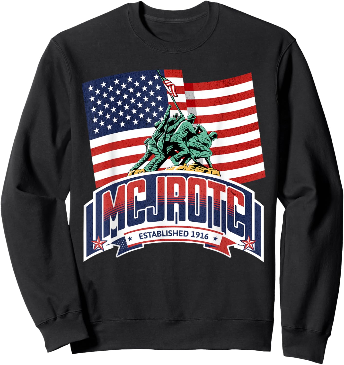 Patriotic MCJROTC Cadet Proud Military American Flag MCJROTC Sweatshirt - Sweatshirt | Black