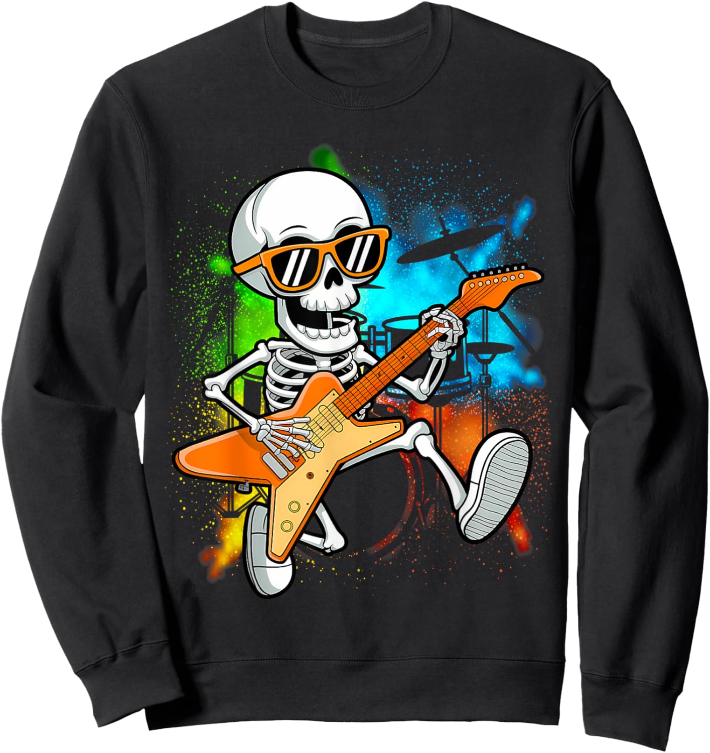 Skeleton Playing Guitar Rock & Roll Boys Kids Sweatshirt - Sweatshirt | Black
