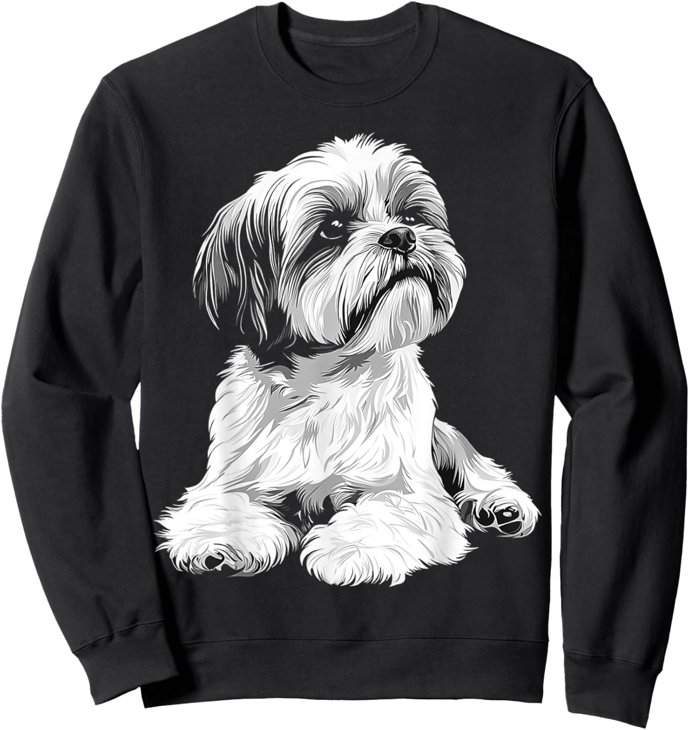 Shih Tzu Dog Motif Pet Illustration Shih Tzu Women Kids Sweatshirt - Sweatshirt | Black