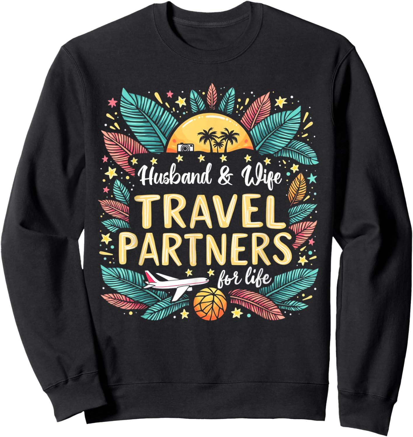 Husband And Wife Travel Partners For Life Summer Vacation Sweatshirt - Sweatshirt | Black