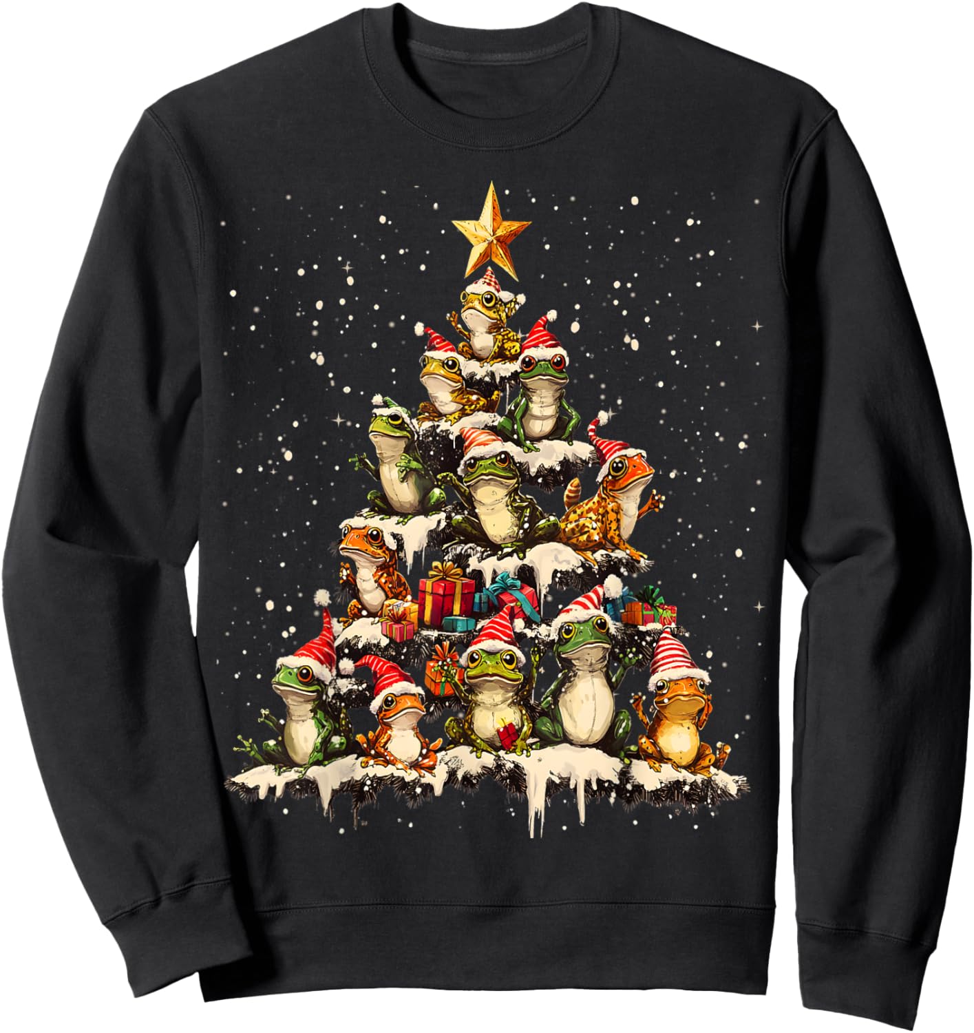 Frog Christmas Tree Ornament Decor Xmas Sweatshirt - Sweatshirt | Black