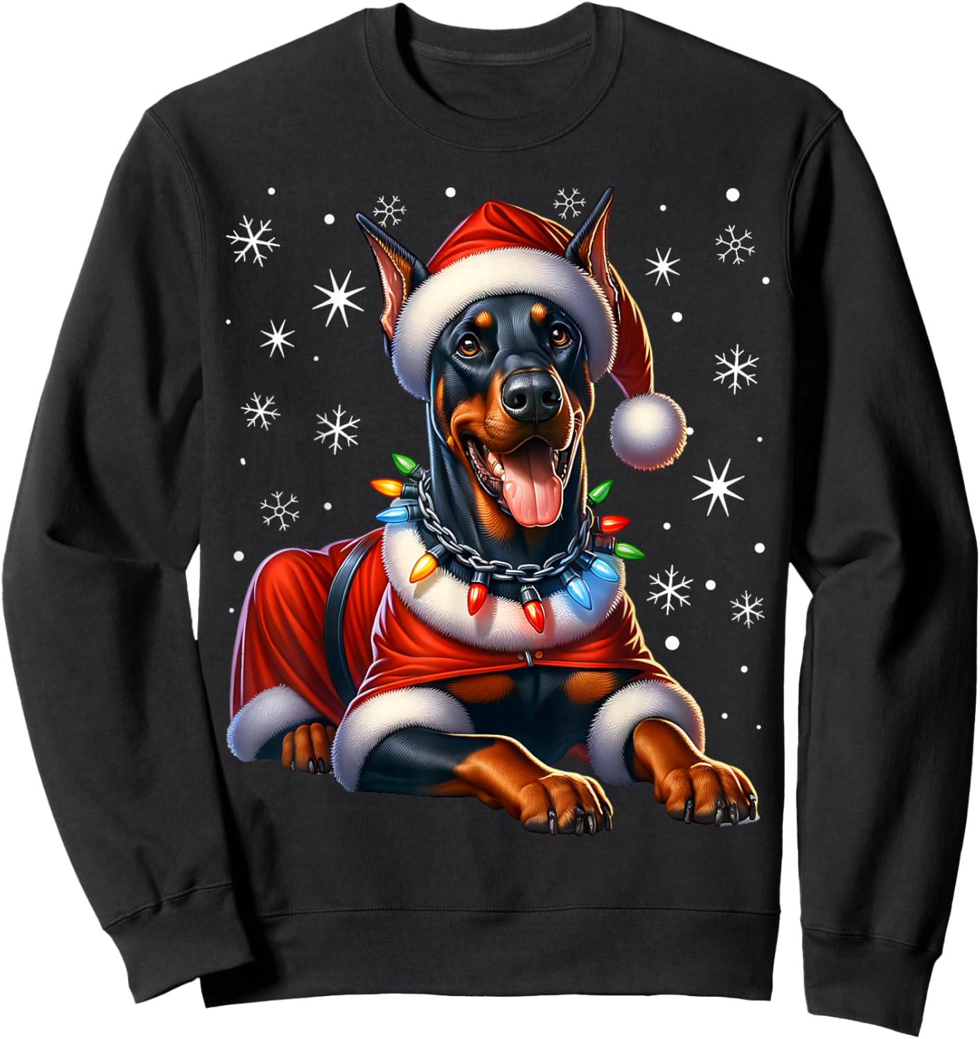 Doberman Santa Claus Costume Doberman Xmas Doberman Sweatshirt - Sweatshirt | Black