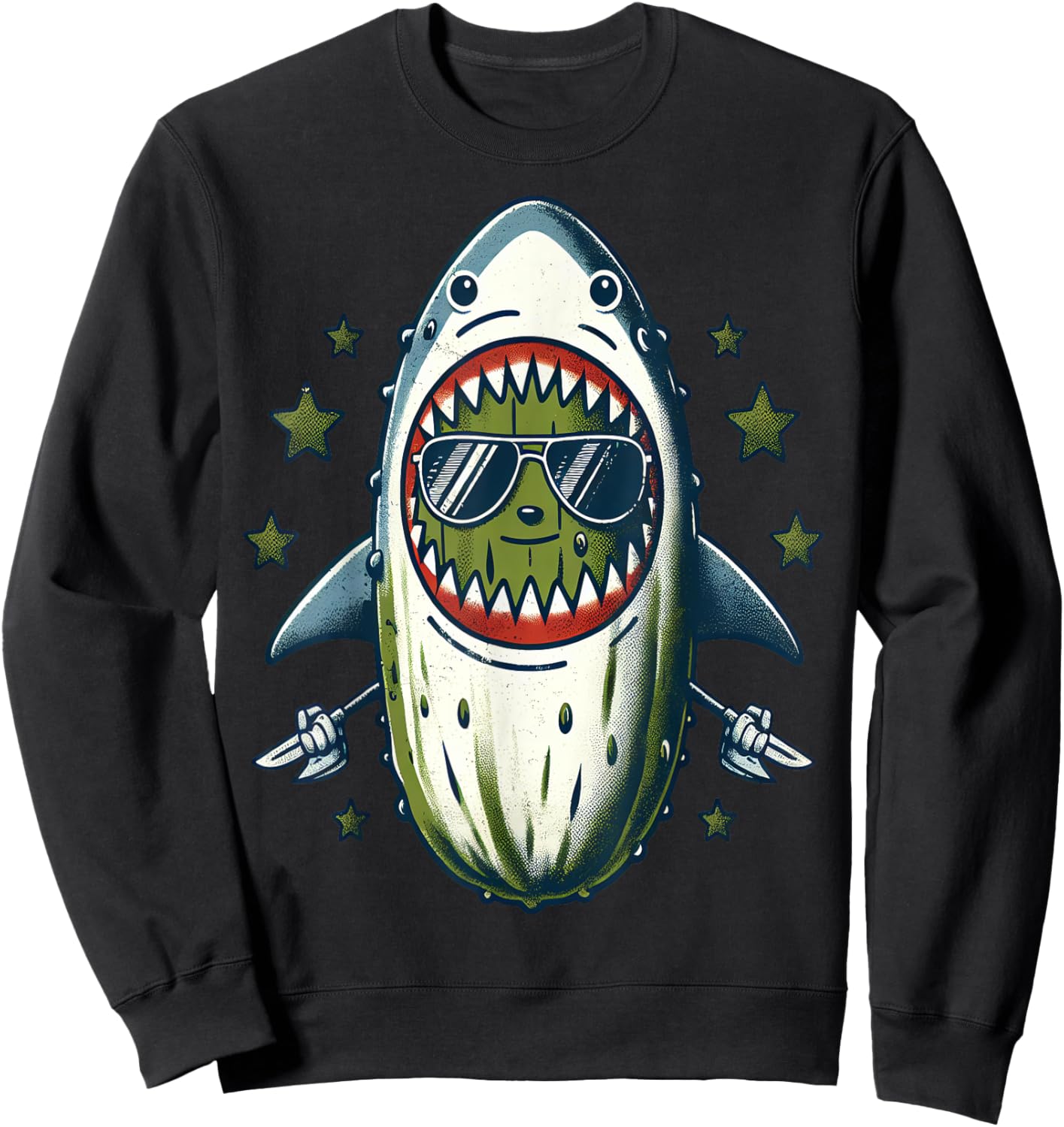 Cool Pickle Shark Sweatshirt - Sweatshirt | Black