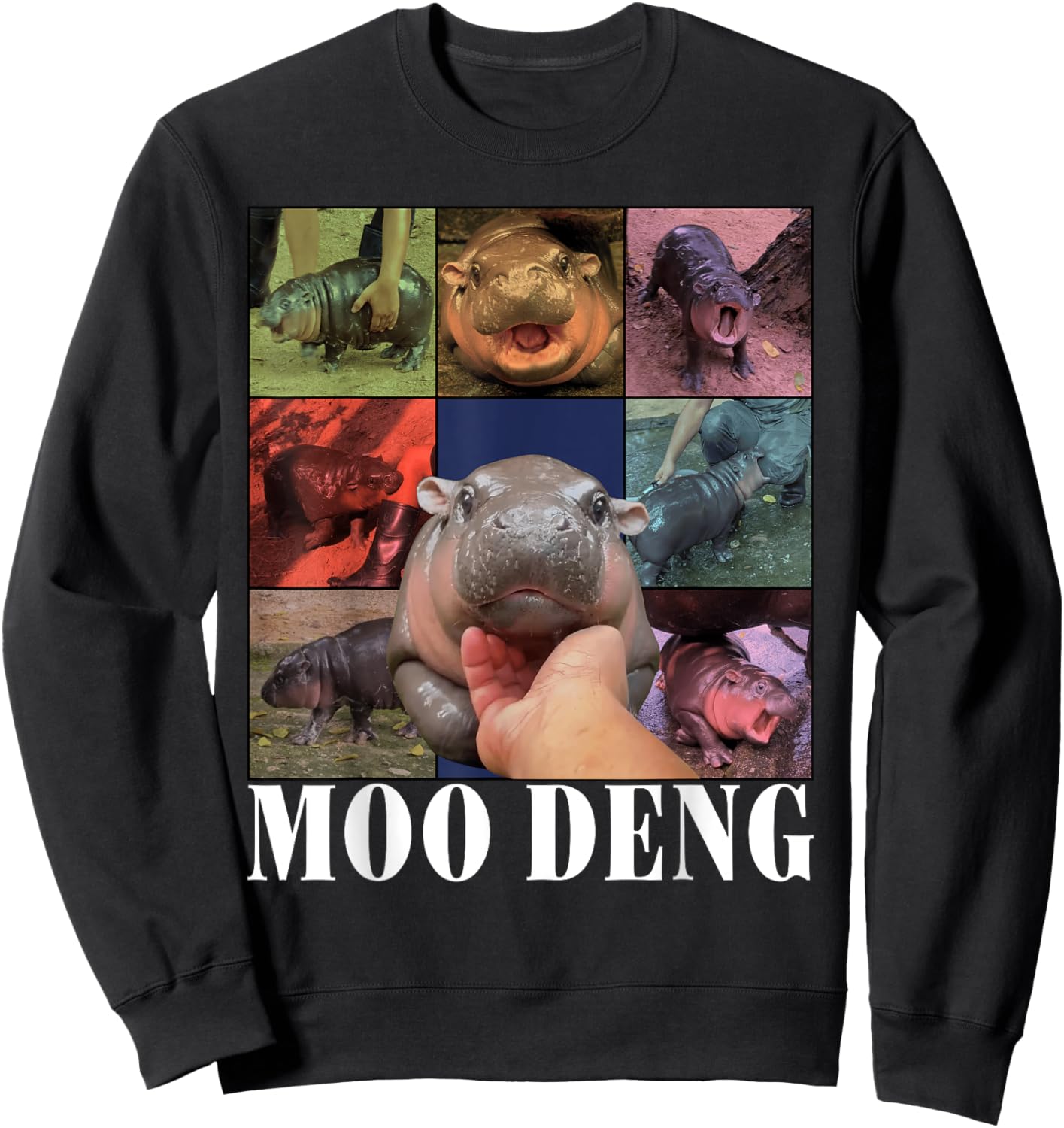 Funny Moo-Deng Baby Pygmy Hippo Cute Zoo For Family Sweatshirt - Sweatshirt | Black