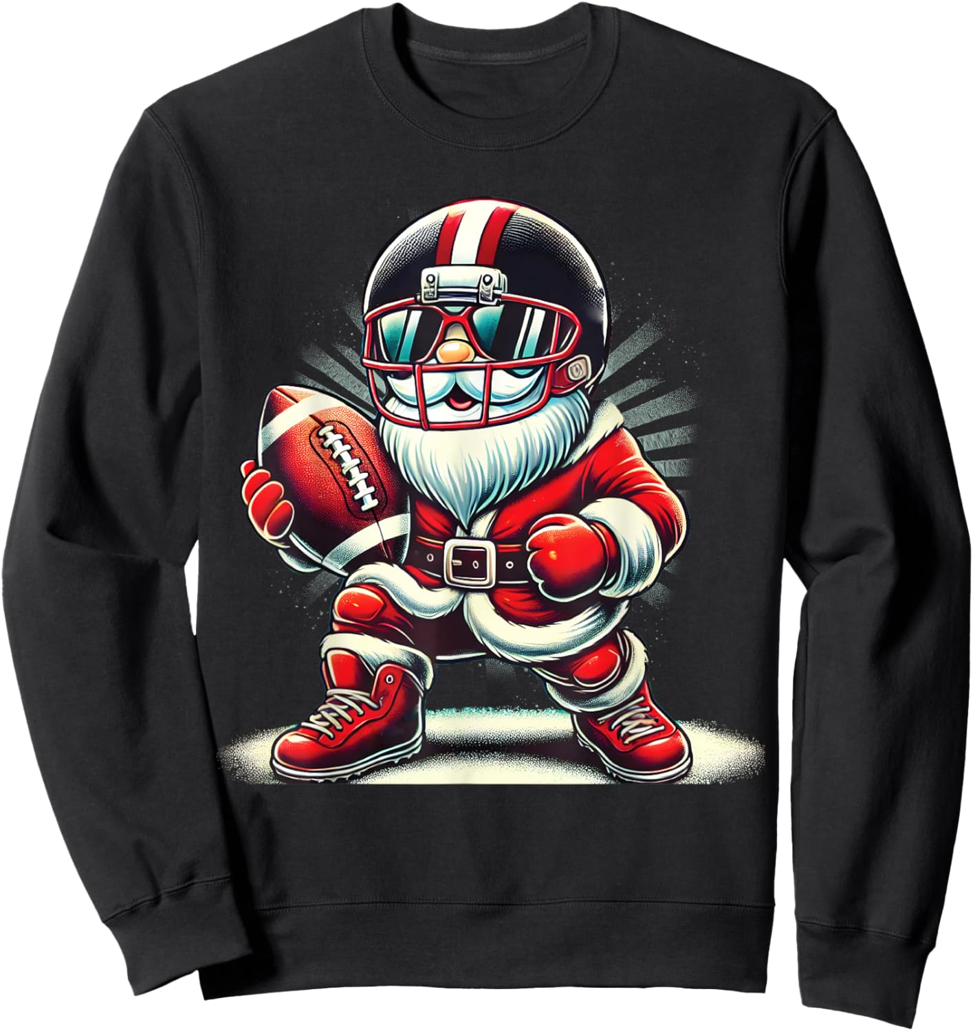 Christmas Santa Claus Football Lineman Quarterback Boys Kids Sweatshirt - Sweatshirt | Black