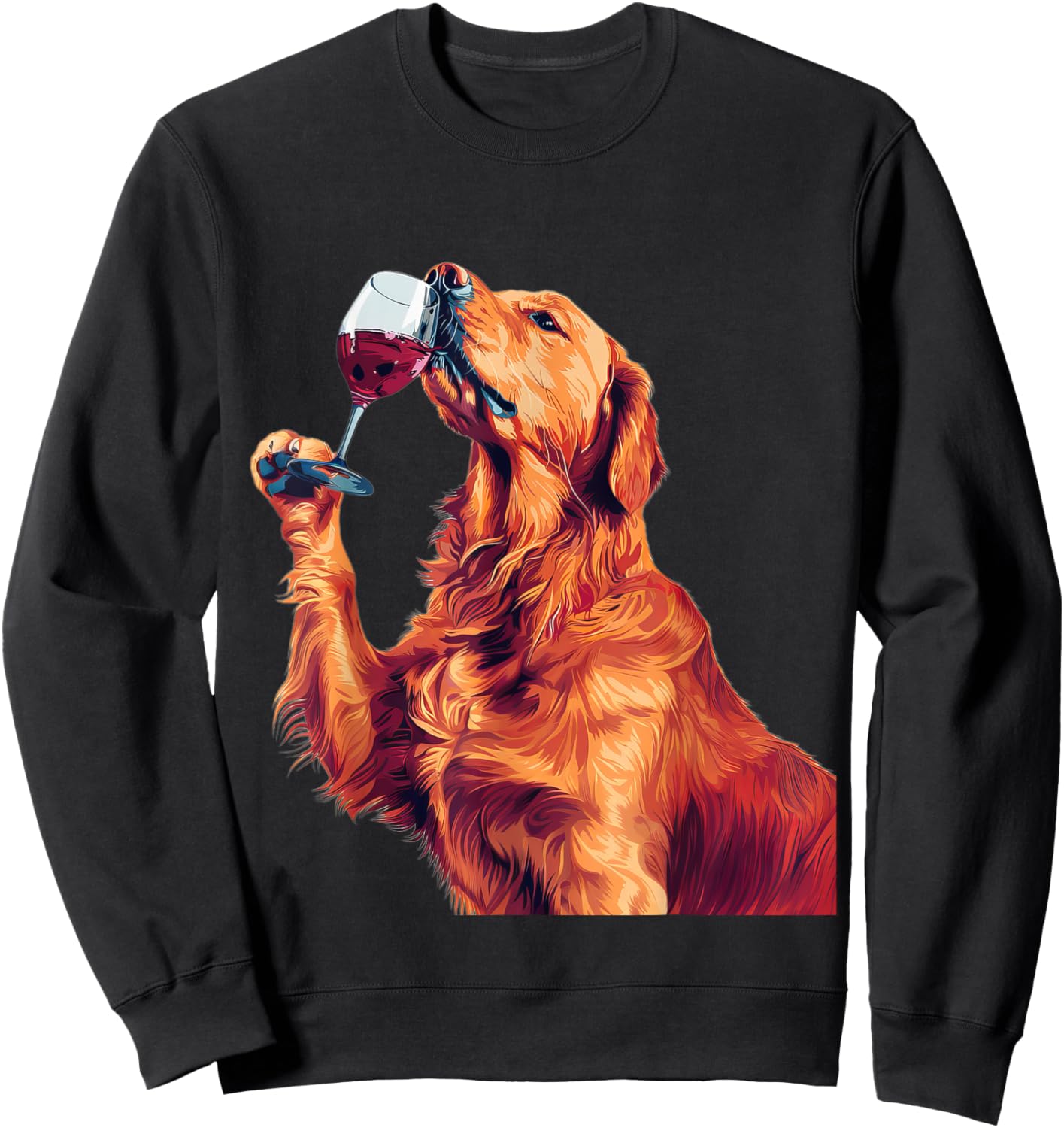 Golden Retriever Wine Sweatshirt - Sweatshirt | Black