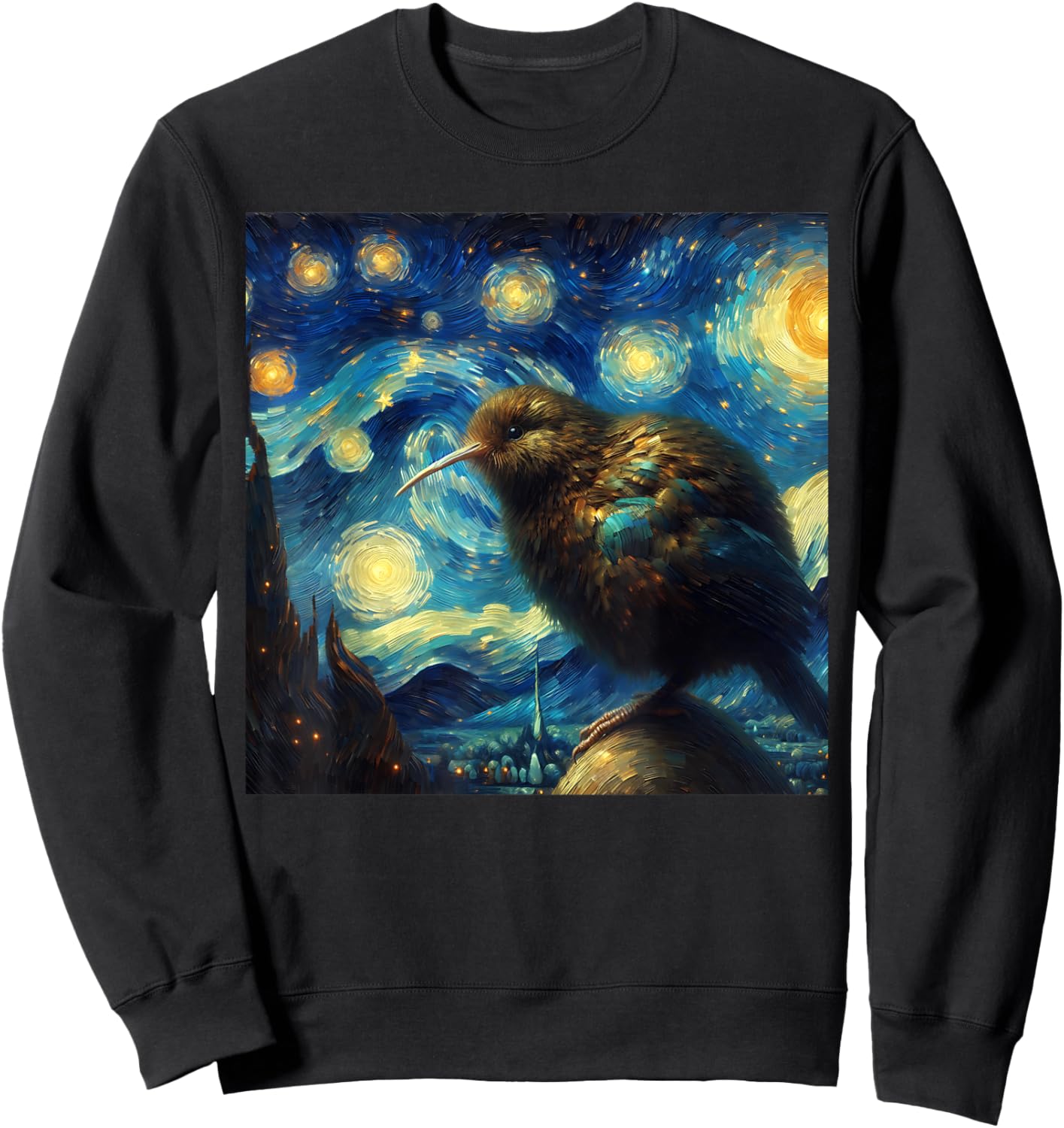 Kiwi Bird Starry Night Kiwi Bird Sweatshirt - Sweatshirt | Black