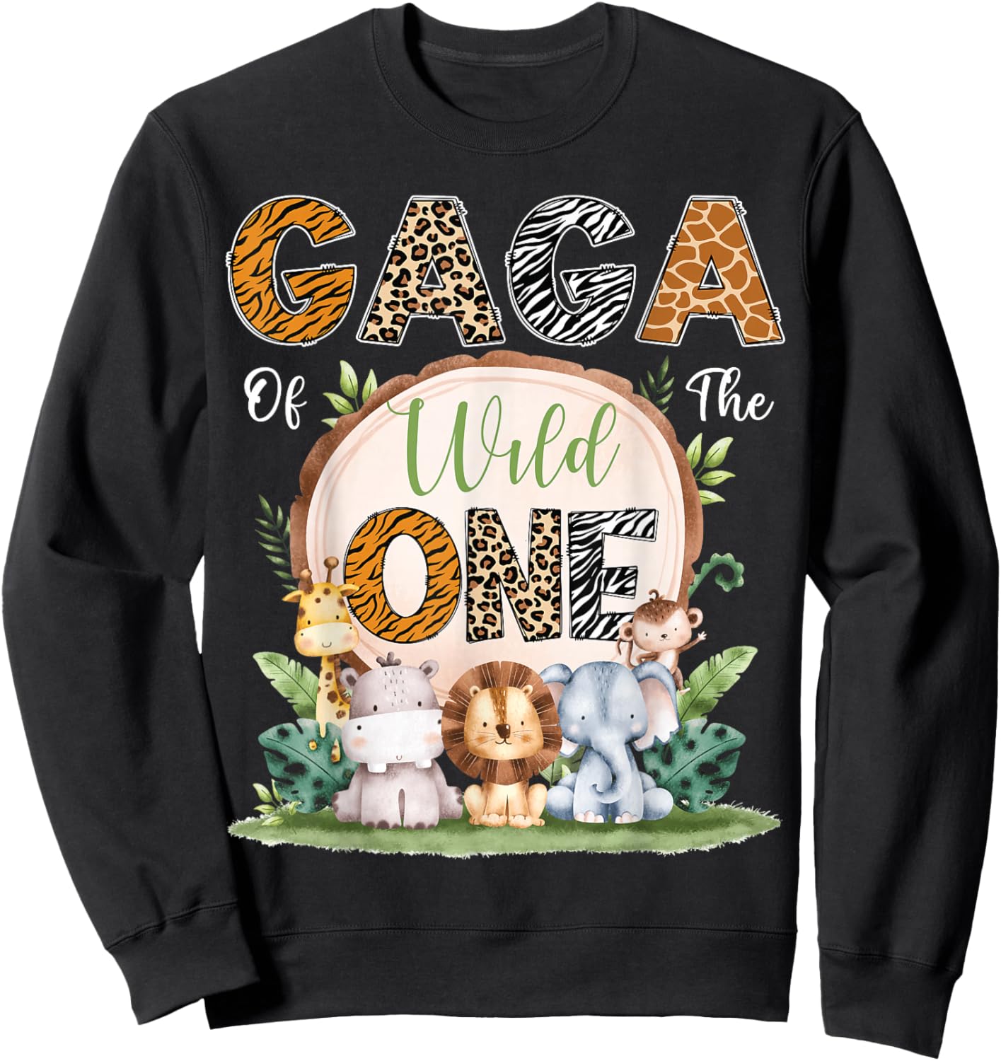 Gaga Of The Wild One First Birthday Safari Woodland Sweatshirt - Sweatshirt | Black