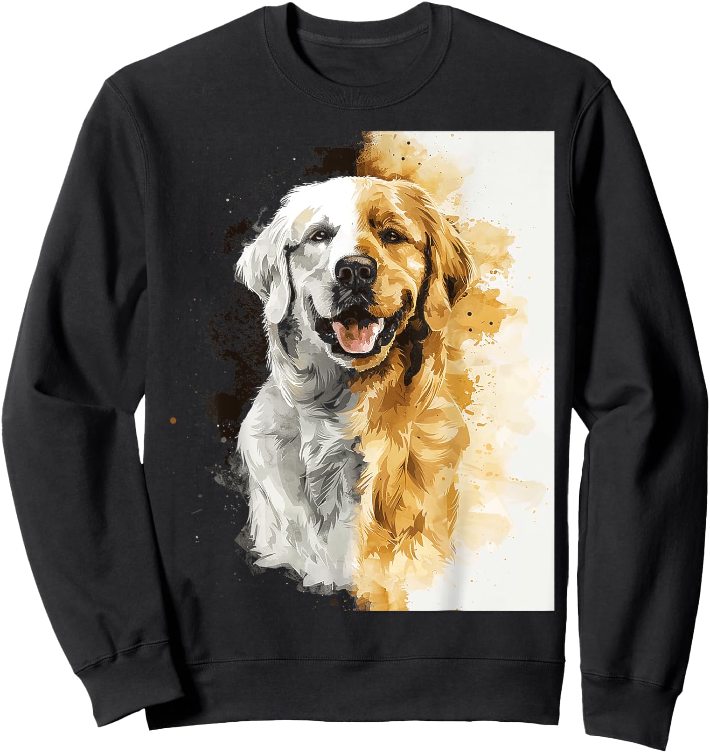 Golden Retriever Dog Motif Pet Art Golden Retriever Women Kids Sweatshirt - Sweatshirt | Black