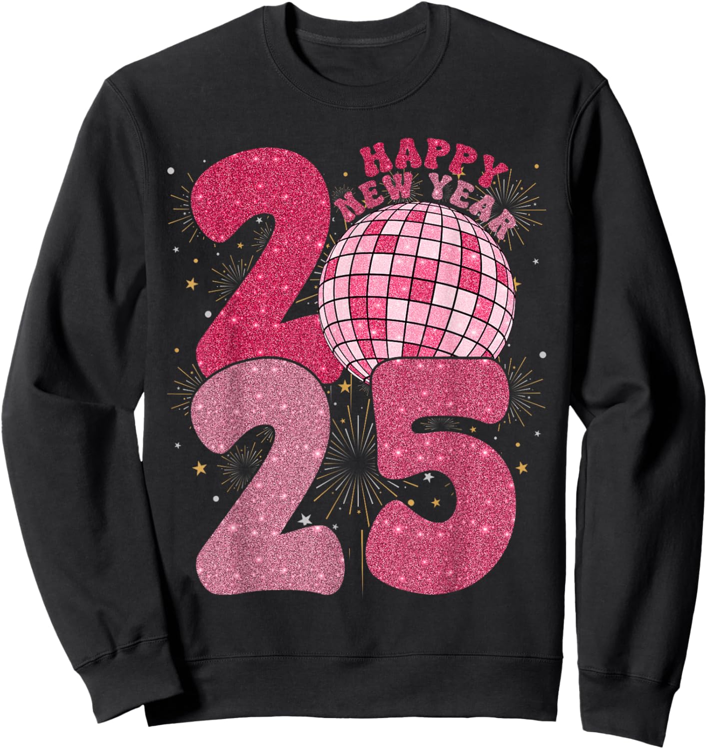 Groovy Happy New Year 2025 Disco Ball New Years Eve Party Sweatshirt - Sweatshirt | Black