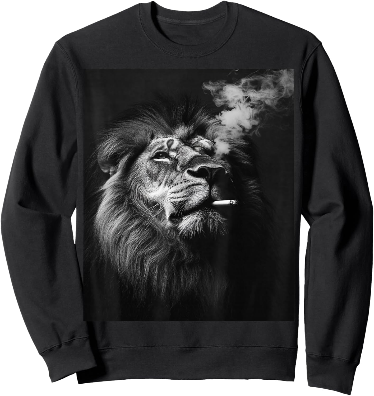 Funny Lion Meme Smoking Adult Humor Funny 2025 Sweatshirt - Sweatshirt | Black