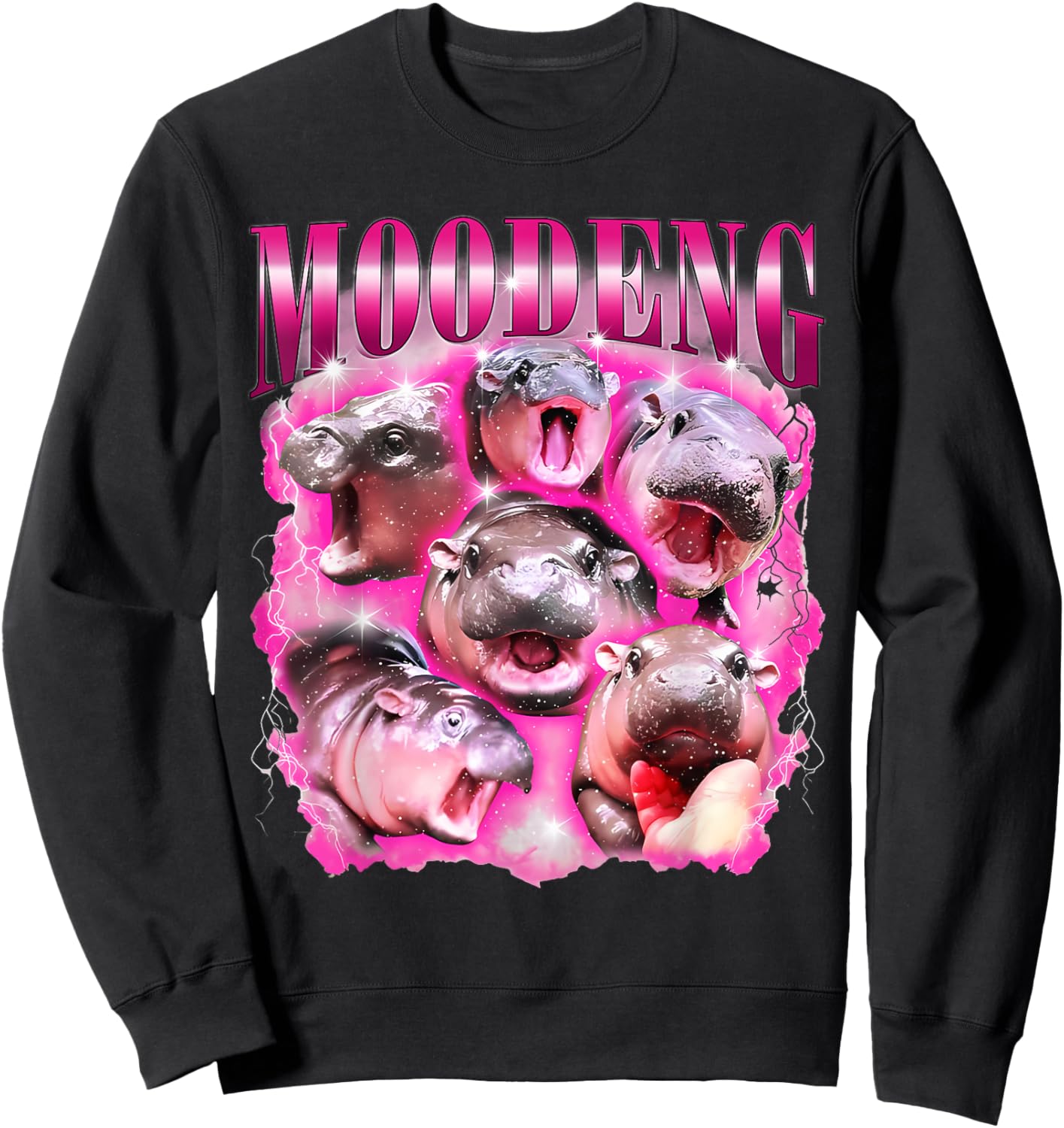 Funny Moo-Deng Baby Pygmy Hippo Cute Famous Zoo For Family Sweatshirt - Sweatshirt | Black