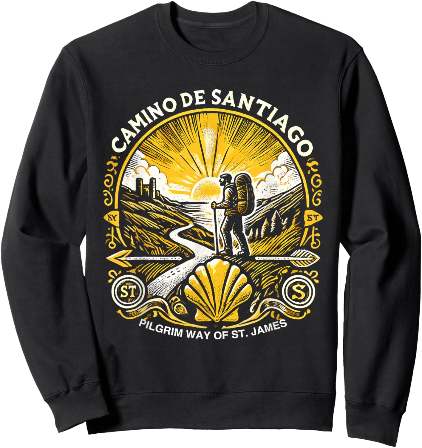 Buen Camino Pilgrimage Camino De Santiago Hiker Sweatshirt - Sweatshirt | Black