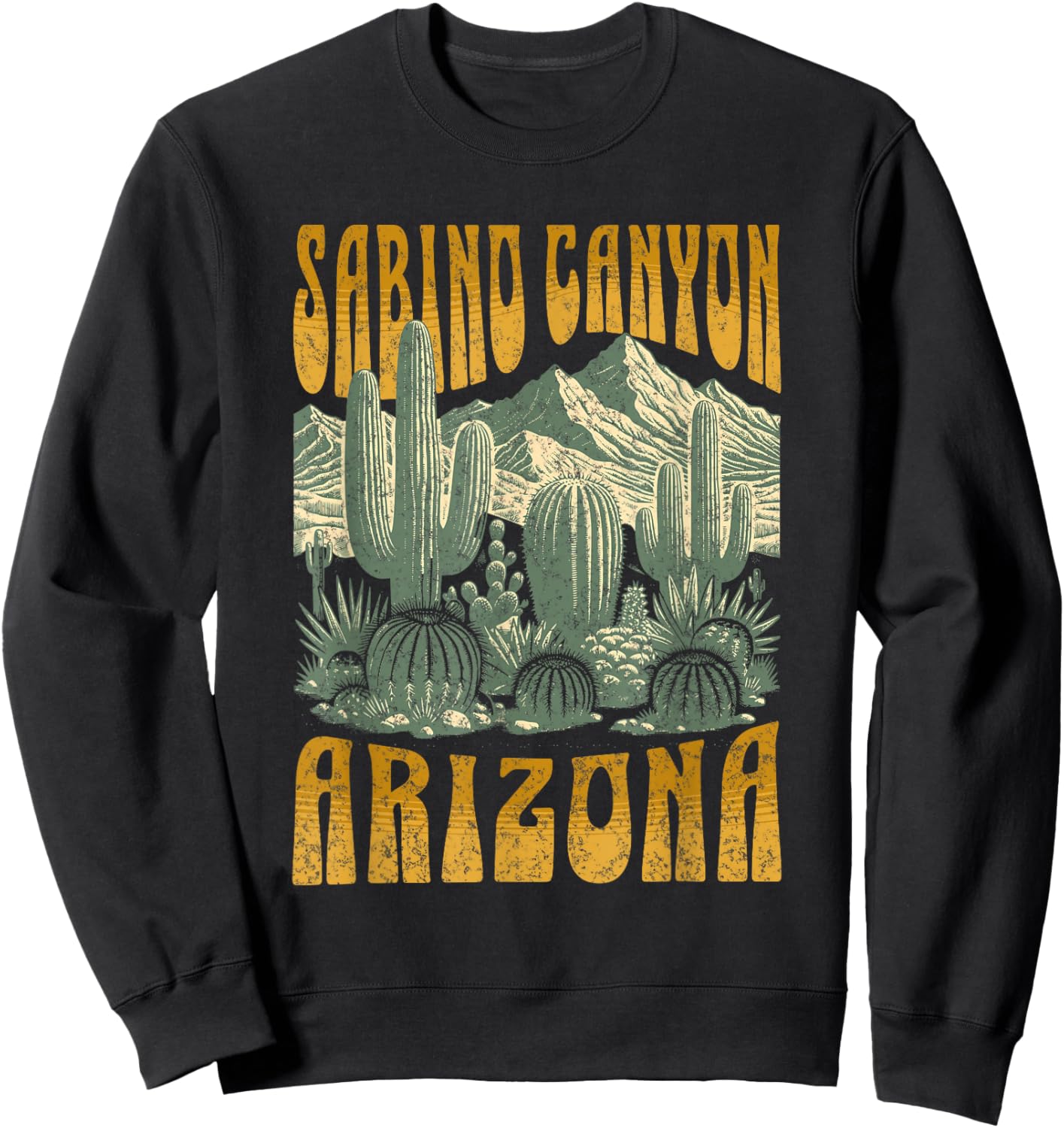 Sabino Canyon Arizona Cactus Retro Matching Family Sweatshirt - Sweatshirt | Black