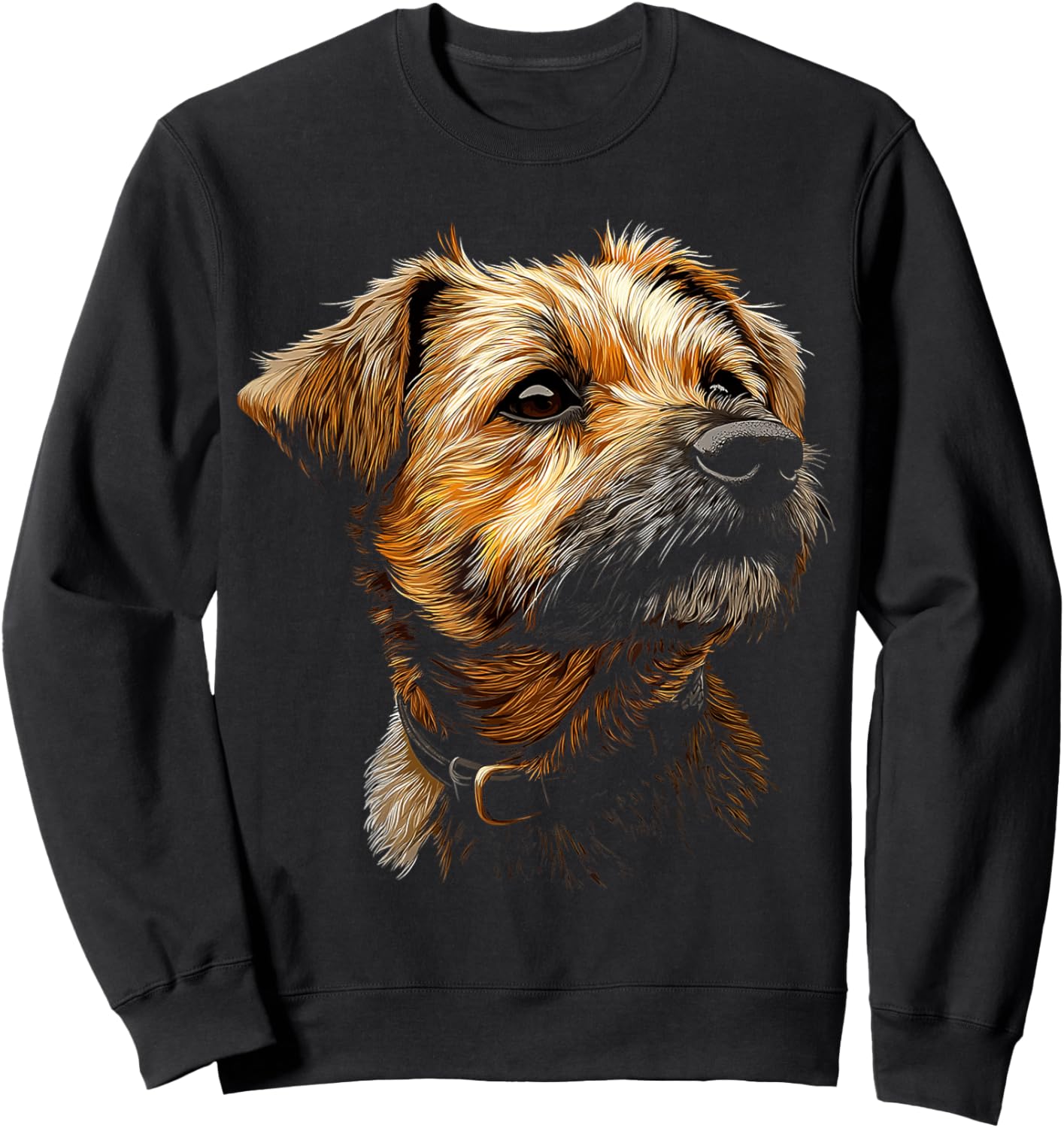 Border Terrier Dog Motif Pet Illustration Border Terrier Women Kids Sweatshirt - Sweatshirt | Black