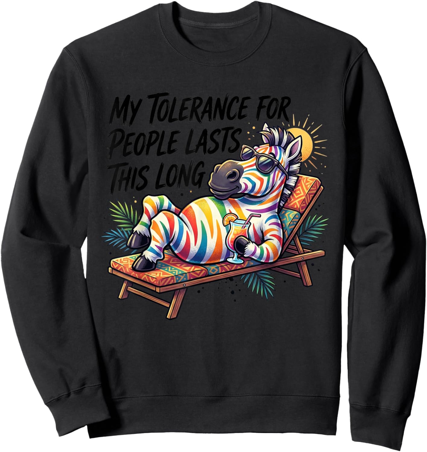 My Tolerance for People Lasts This Long Funny Horse T-Shirt Sweatshirt - Sweatshirt | Black