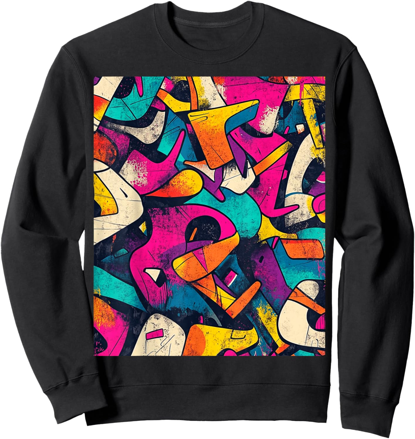 Vibrant Graffiti Style Modern Urban Fashion Sweatshirt - Sweatshirt | Black