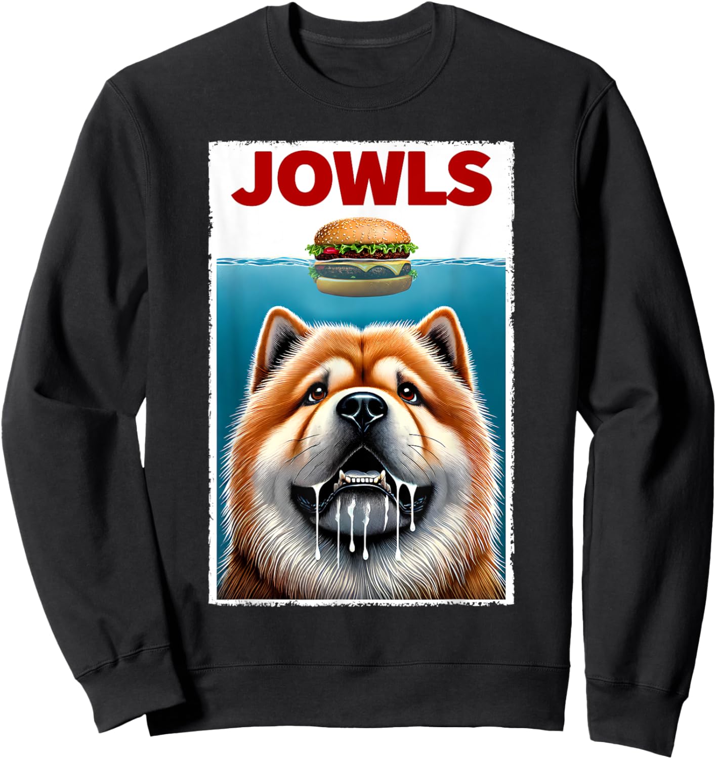 Funny Chow Chow and Hamburger Parody Jowls Dog Lover Women Kids Sweatshirt - Sweatshirt | Black