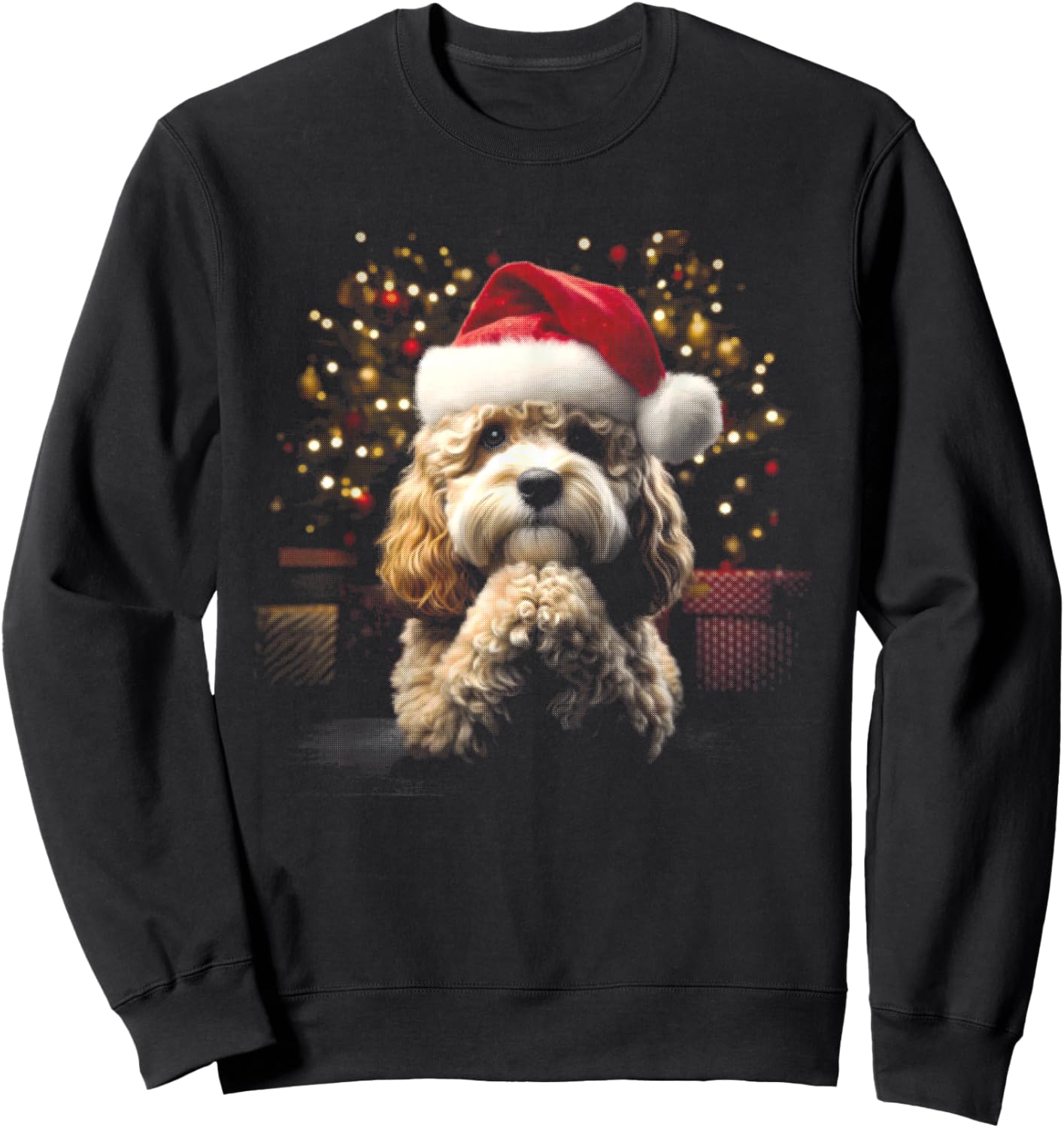 Cavapoo Cavoodle Santa Hat - Vintage Dog Xmas Lover Sweatshirt - Sweatshirt | Black