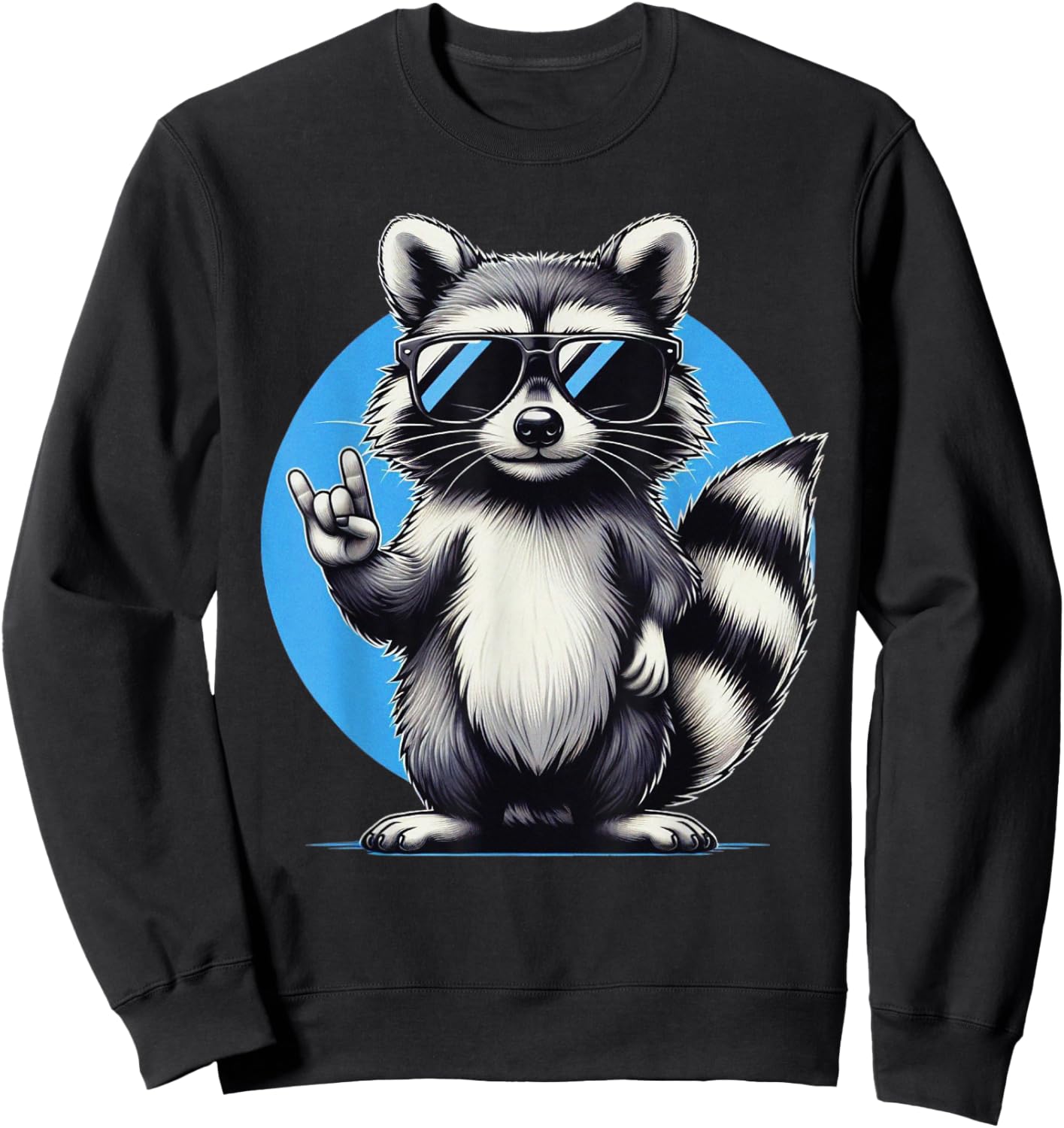 Funny Retro Raccoon Rock Music Men, Kids, Women Cool Raccoon Sweatshirt - Sweatshirt | Black