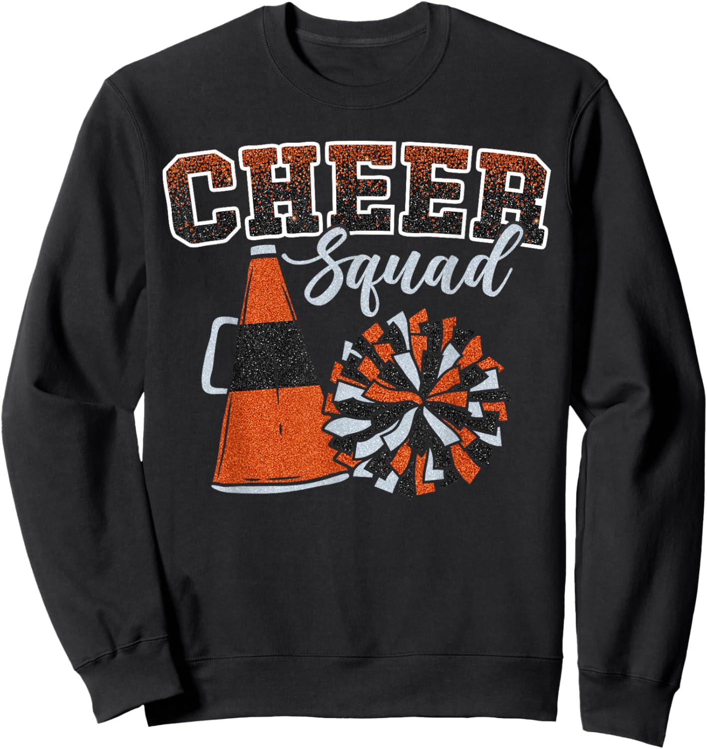 Cheer Squad Funny Cheerleader Cheerleading Orange Women Girl Sweatshirt - Sweatshirt | Black