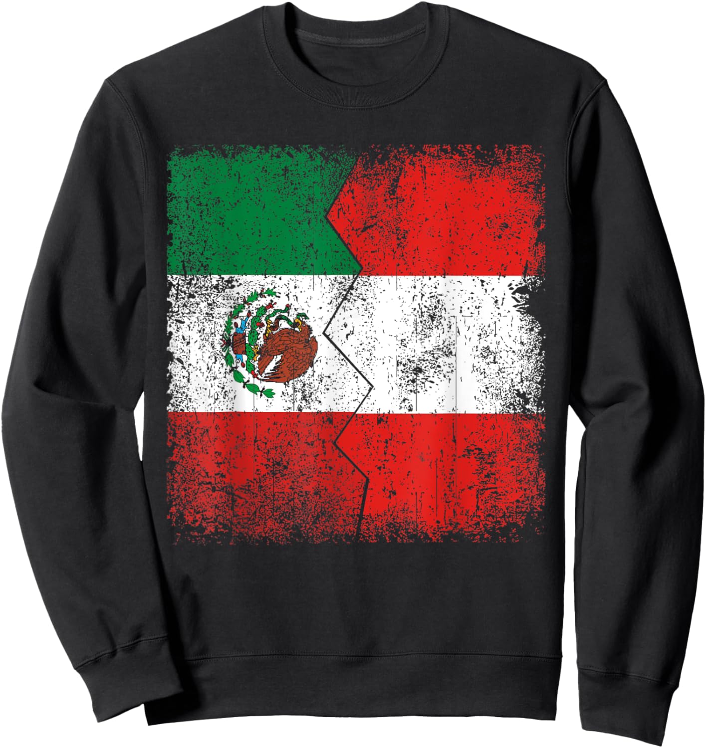 Peruvian Roots | Half Mexican Flags | Mexico Peru Vintage Sweatshirt - Sweatshirt | Black