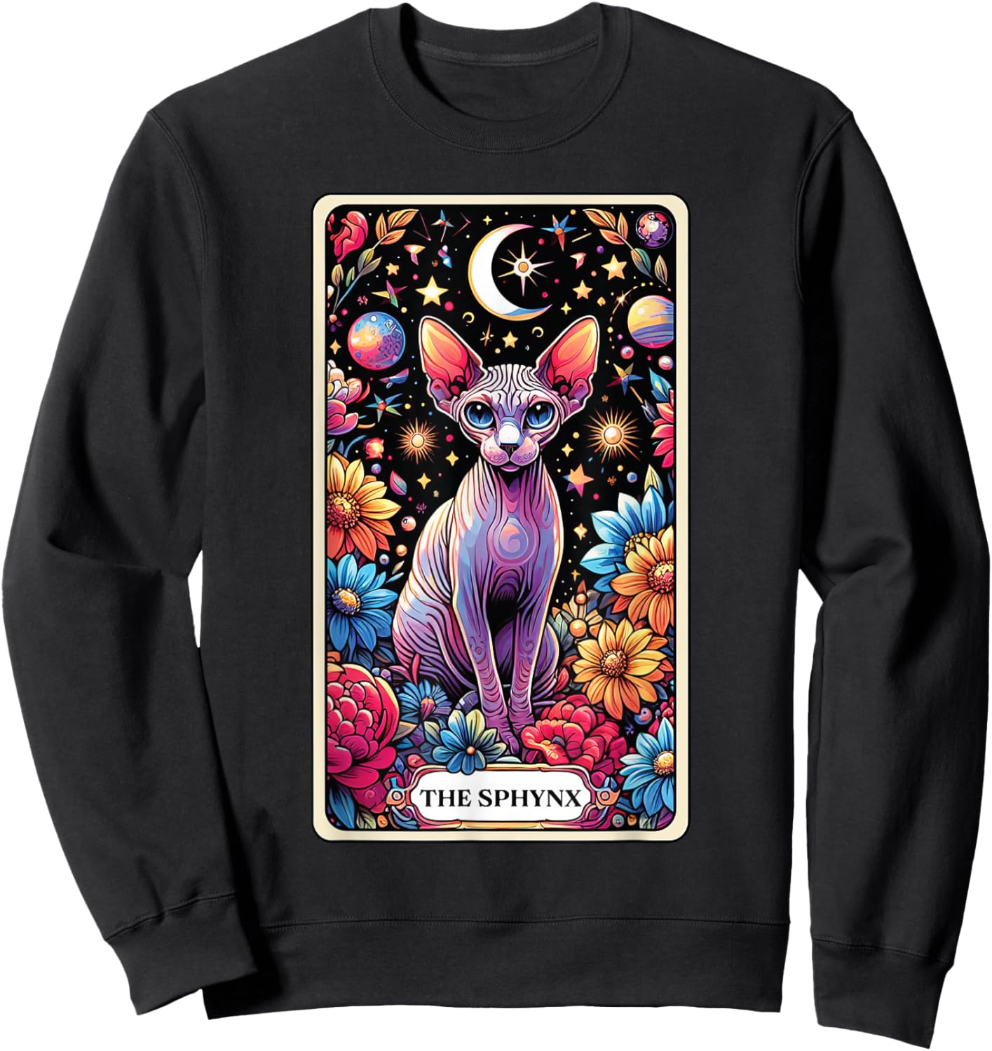The Sphynx Cat Tarot Card Sweatshirt - Sweatshirt | Black